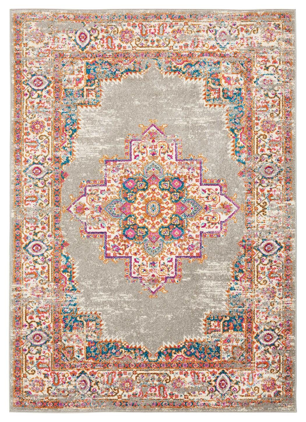 Nourison Home Nourison Passion 5'3" x 7'3" Grey Bohemian Indoor Rug, Ash/Blush, large