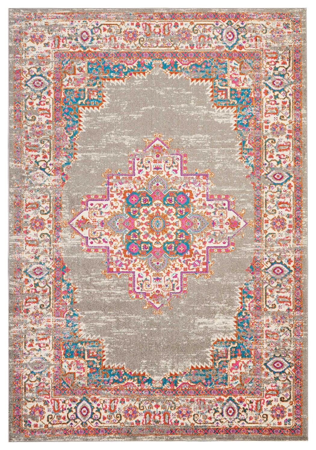 Nourison Home Nourison Passion 6'7" x 9'6" Grey Bohemian Indoor Rug, Ash/Blush, large