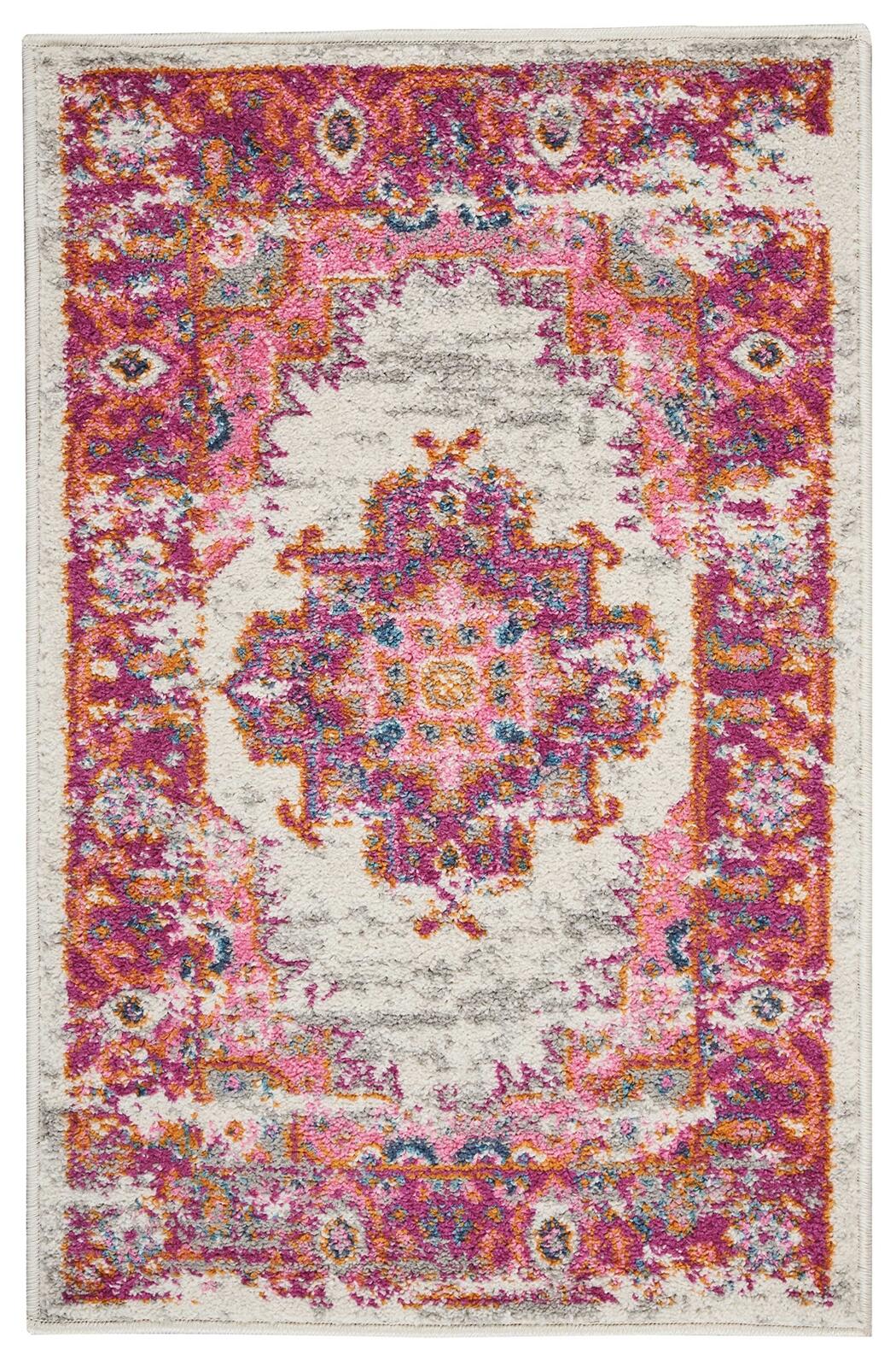 Nourison Home Nourison Passion 1'10" x 2'10" Ivory/Fuchsia Bohemian Indoor Rug, Ivory/Fuchsia, large