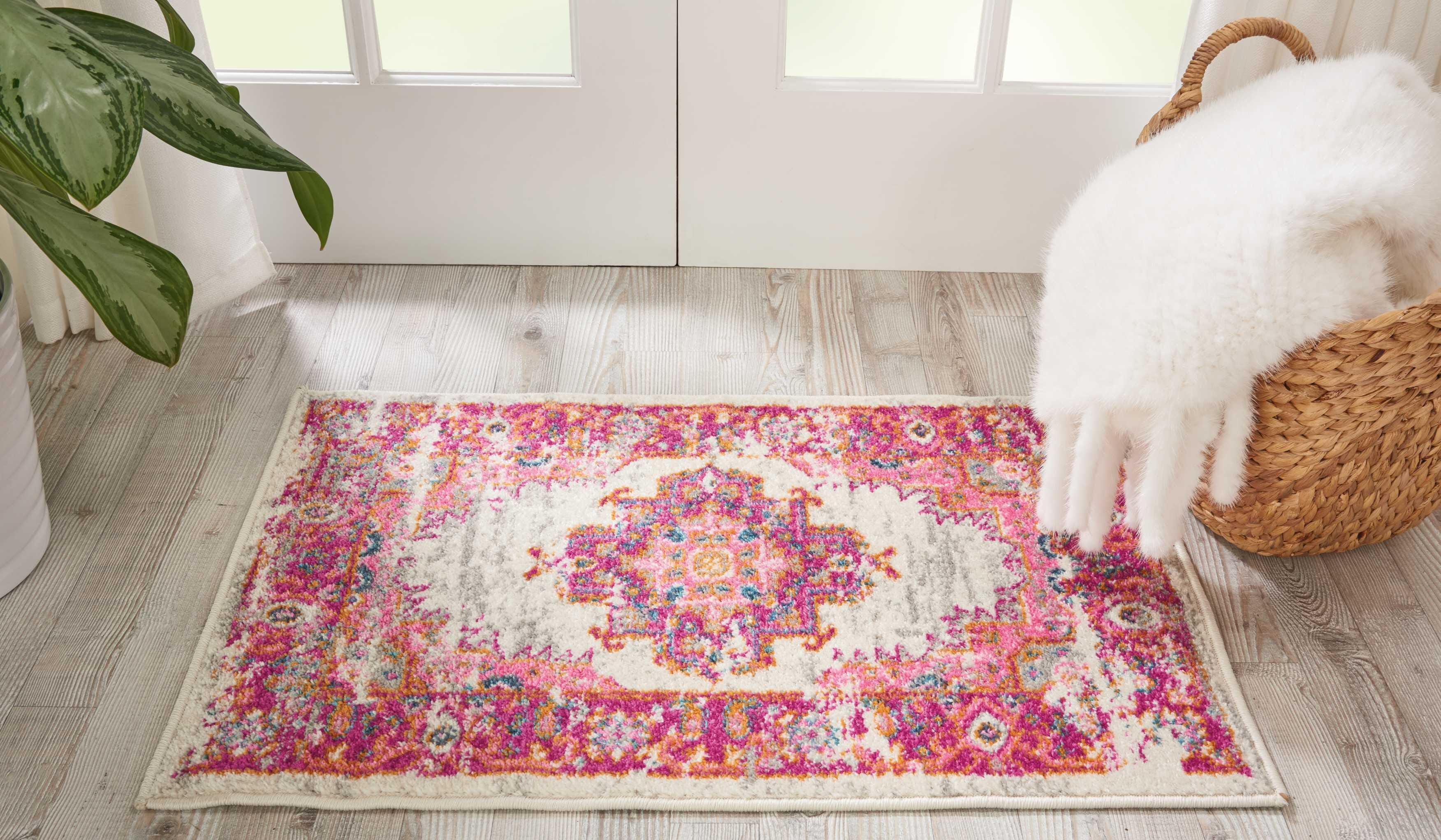 Nourison Home Nourison Passion 1'10" x 2'10" Ivory/Fuchsia Bohemian Indoor Rug, Ivory/Fuchsia, rollover
