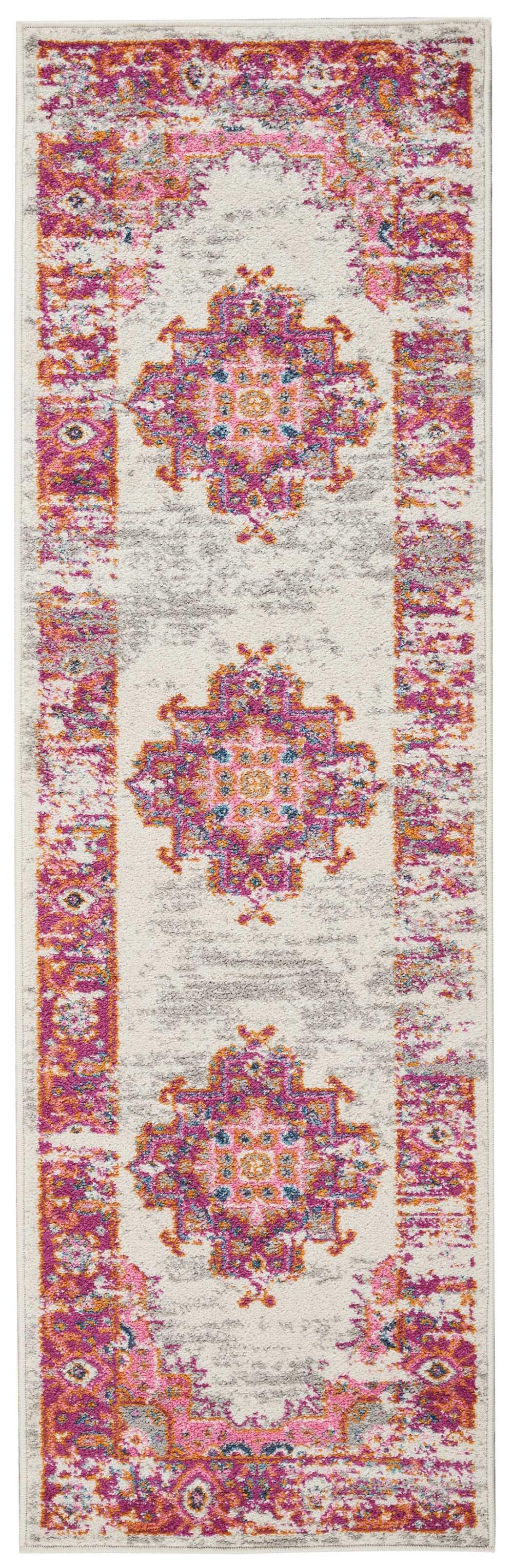 Nourison Home Passion Ivory/fushia 1'10" X 6'runner, Ivory/Fuchsia, large