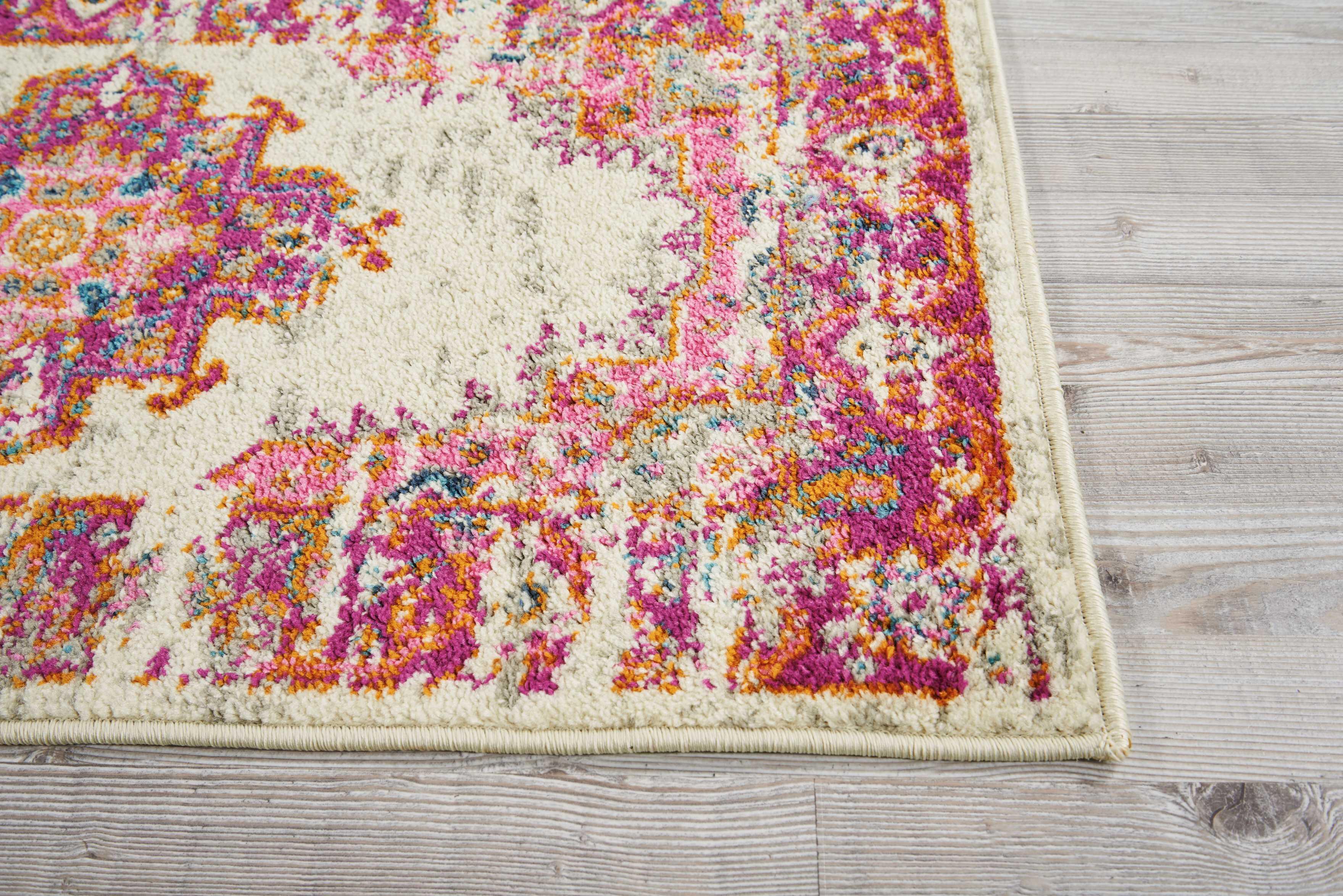 Nourison Home Passion Ivory/fushia 1'10" X 6'runner, Ivory/Fuchsia, large