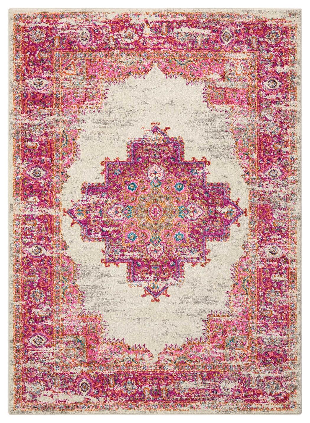 Nourison Home Nourison Passion 3'9" x 5'9" Ivory/Fuchsia Bohemian Indoor Rug, Ivory/Fuchsia, large
