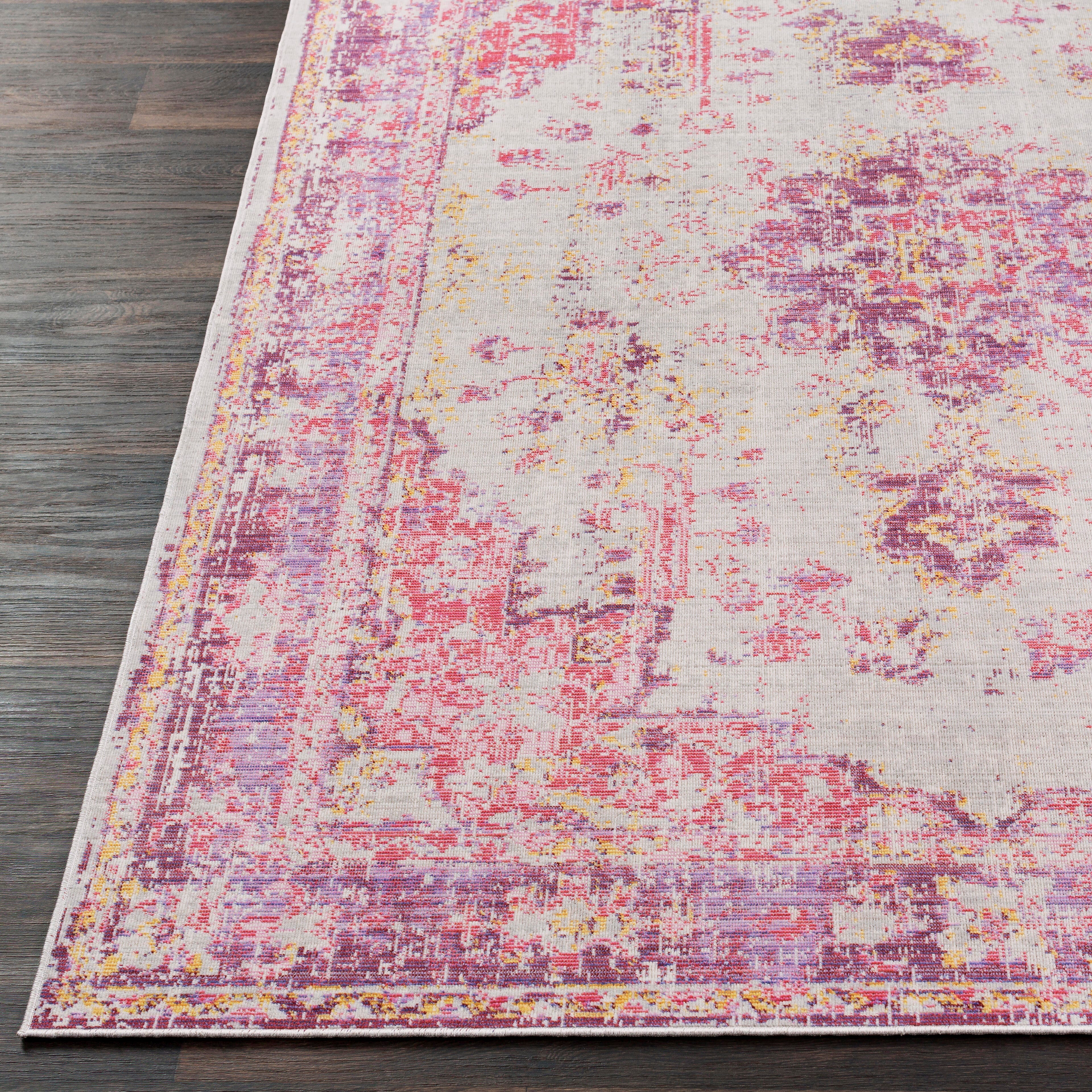 World Needle Area Rug 5'3" x 7'1", Lavender/Pink/Ash Gray, large