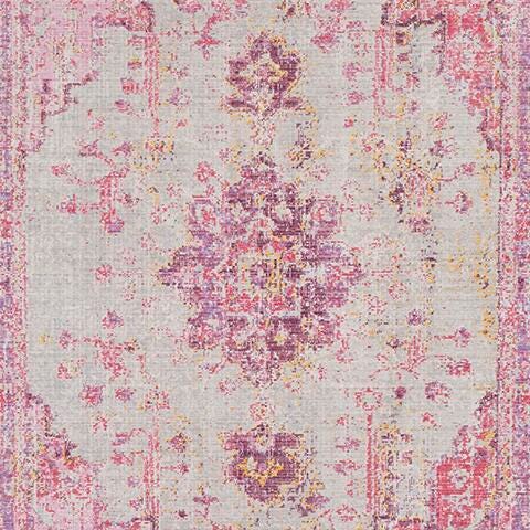 World Needle Area Rug 2' x 2'11", Lavender/Pink/Ash Gray, large