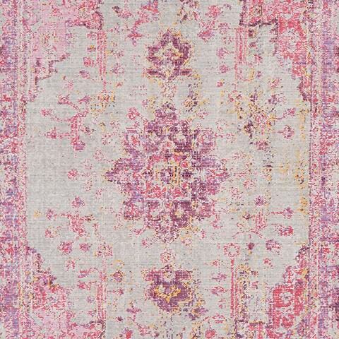 World Needle Area Rug 5'3" x 7'1", Lavender/Pink/Ash Gray, large