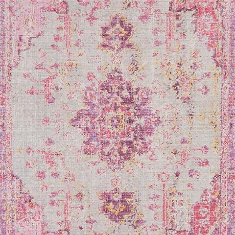 World Needle Area Rug 5'3" x 7'1", Lavender/Pink/Ash Gray, large
