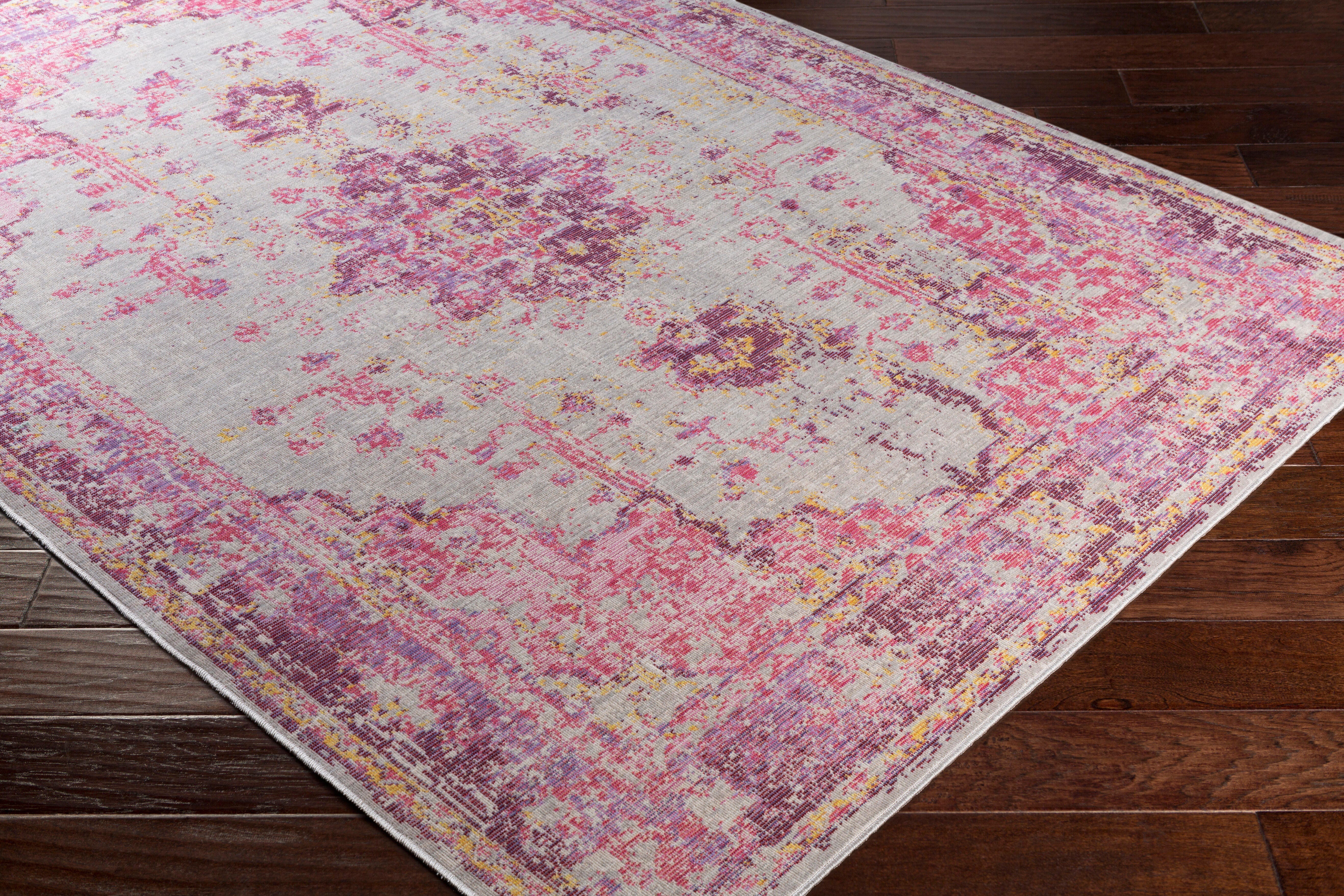 World Needle Area Rug 5'3" x 7'1", Lavender/Pink/Ash Gray, large