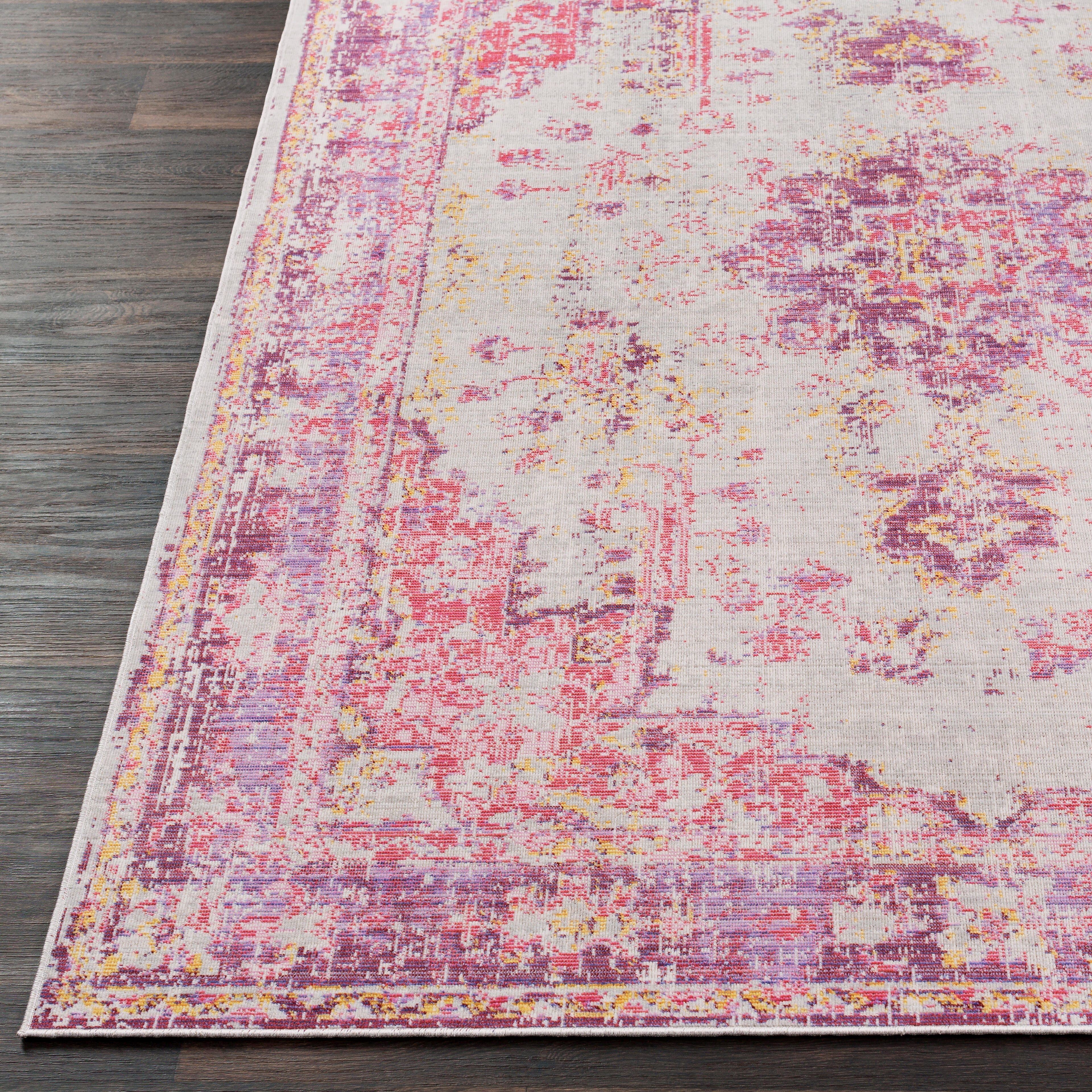 World Needle Area Rug 5'3" x 7'1", Lavender/Pink/Ash Gray, large