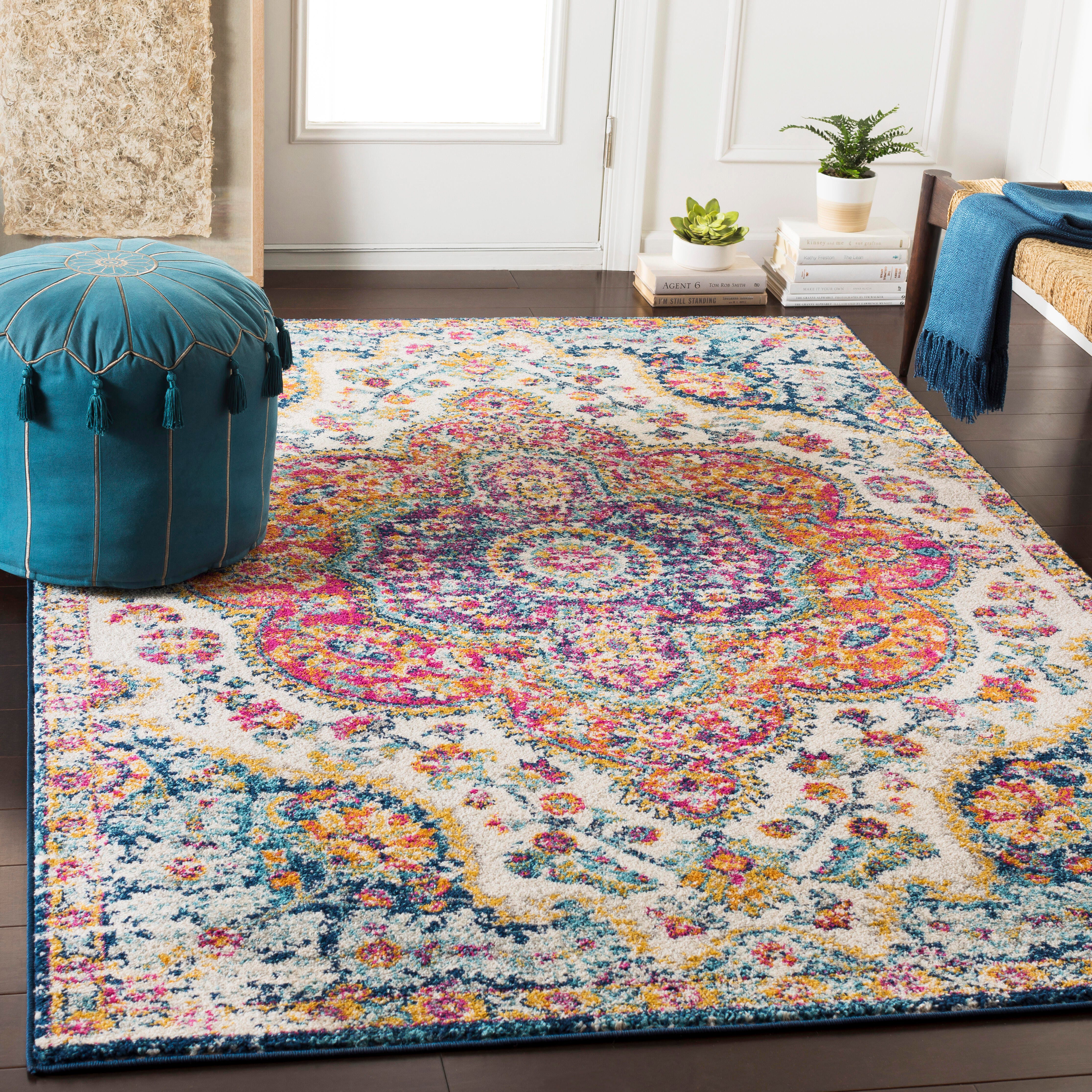 Machine Woven Elaziz 5'3" x 7'6" Area Rug, Saffron, large