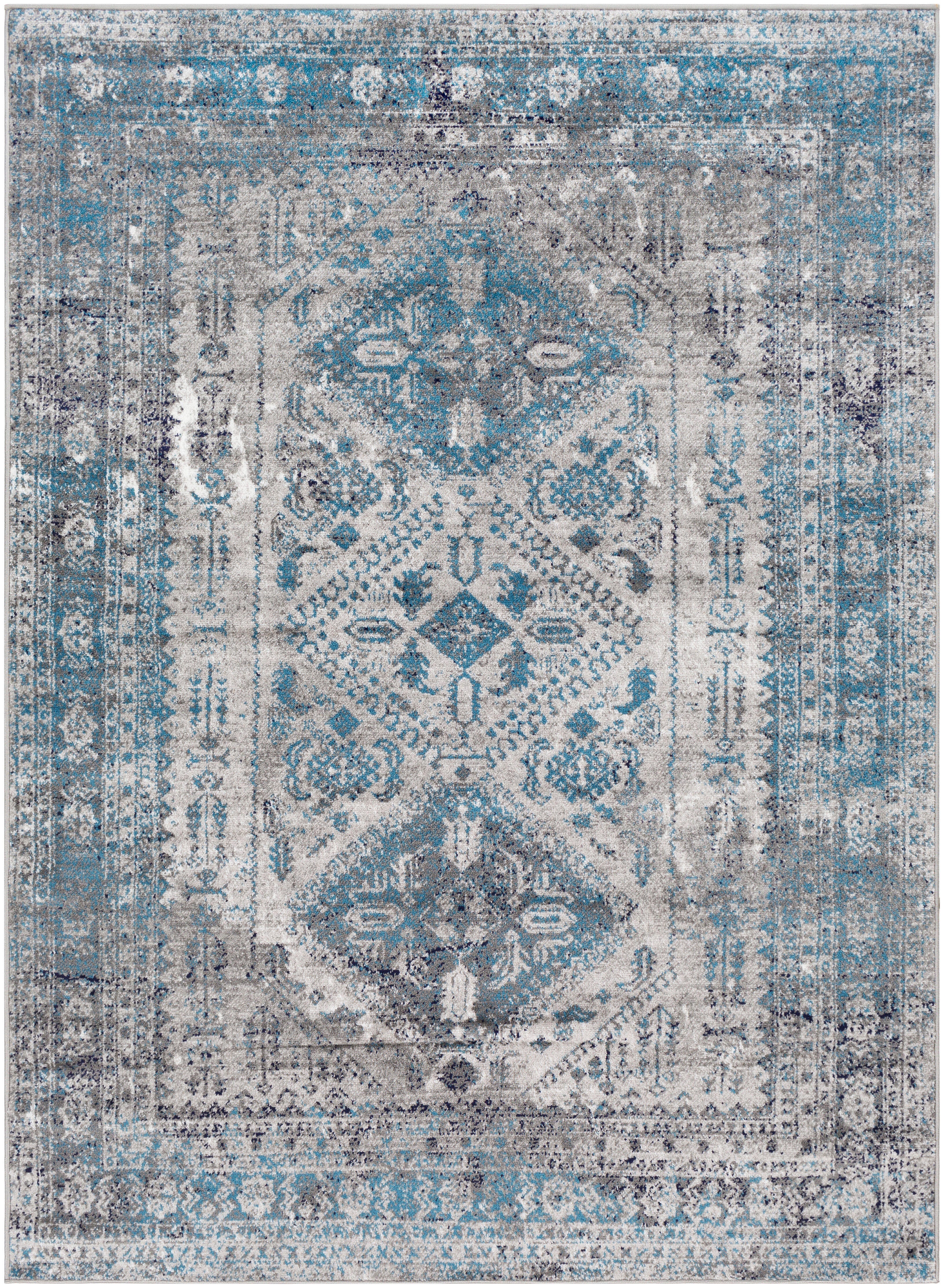 Surya Monte Carlo Traditional Area Rug, Charcoal/Blue, large