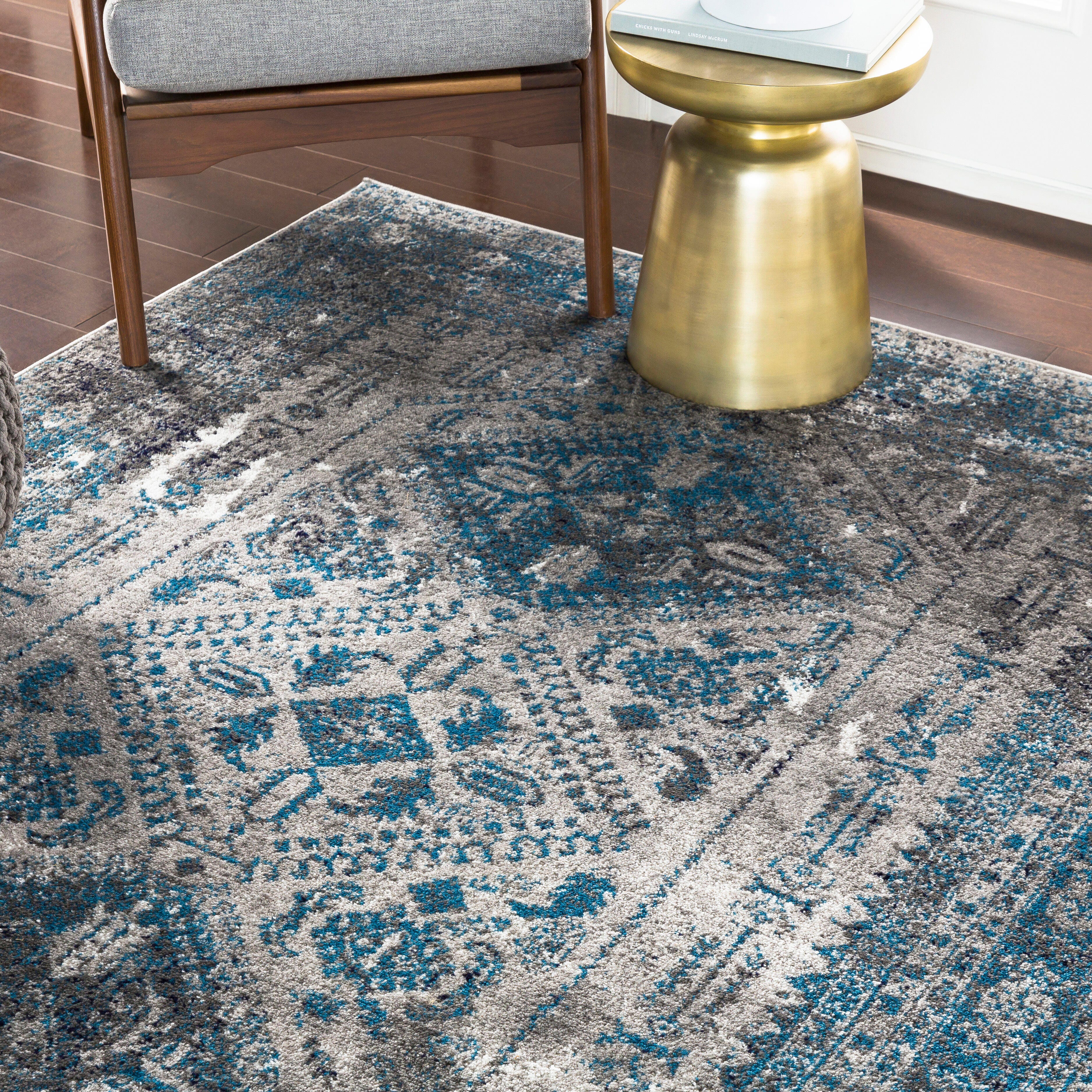 Surya Monte Carlo Traditional Area Rug, Charcoal/Blue, large