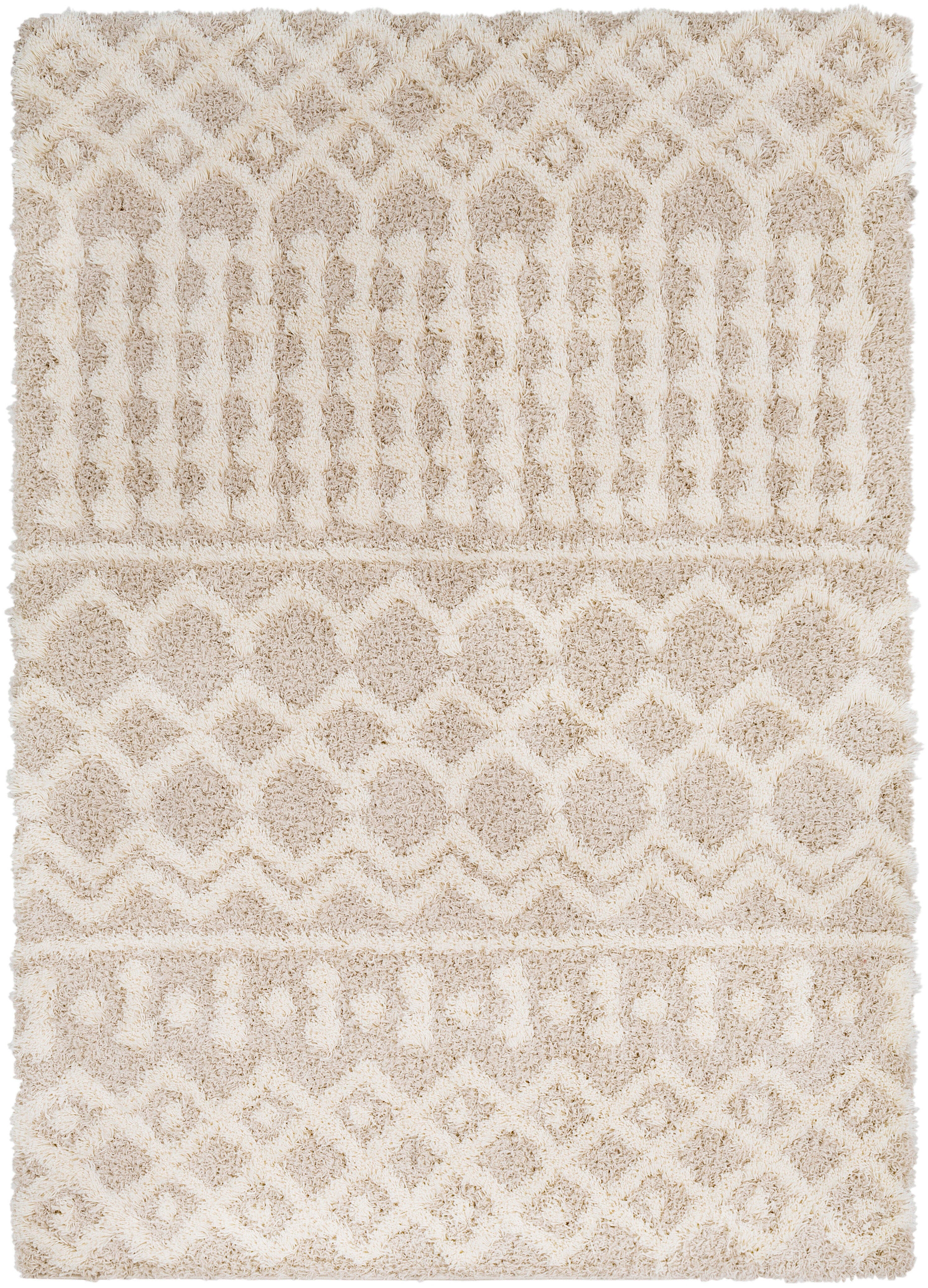 Machine Woven Urban Shag High Low Plush 4'3" X 5'7" Area Rug, Light Beige, large