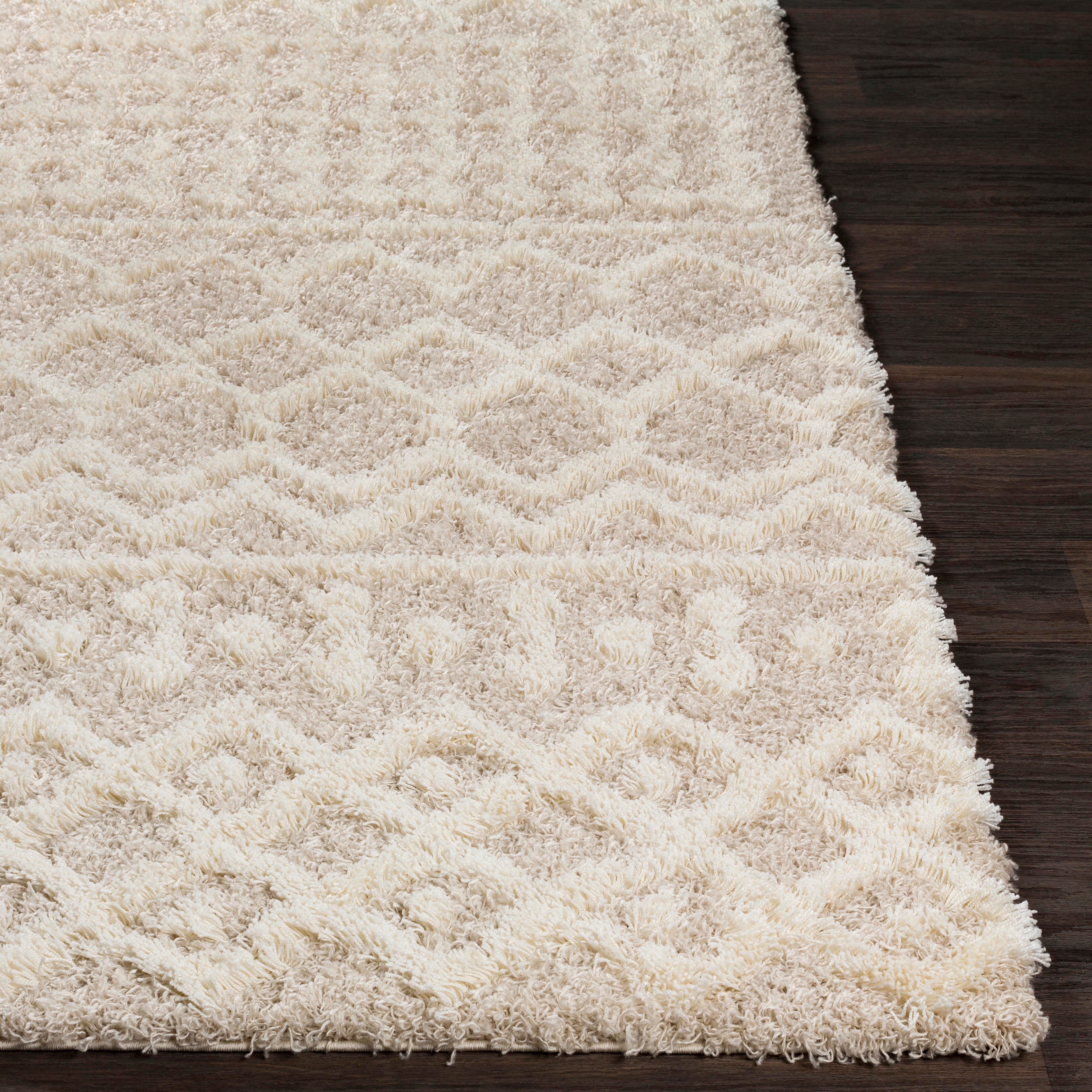 Machine Woven Urban Shag High Low Plush 4'3" X 5'7" Area Rug, Light Beige, large