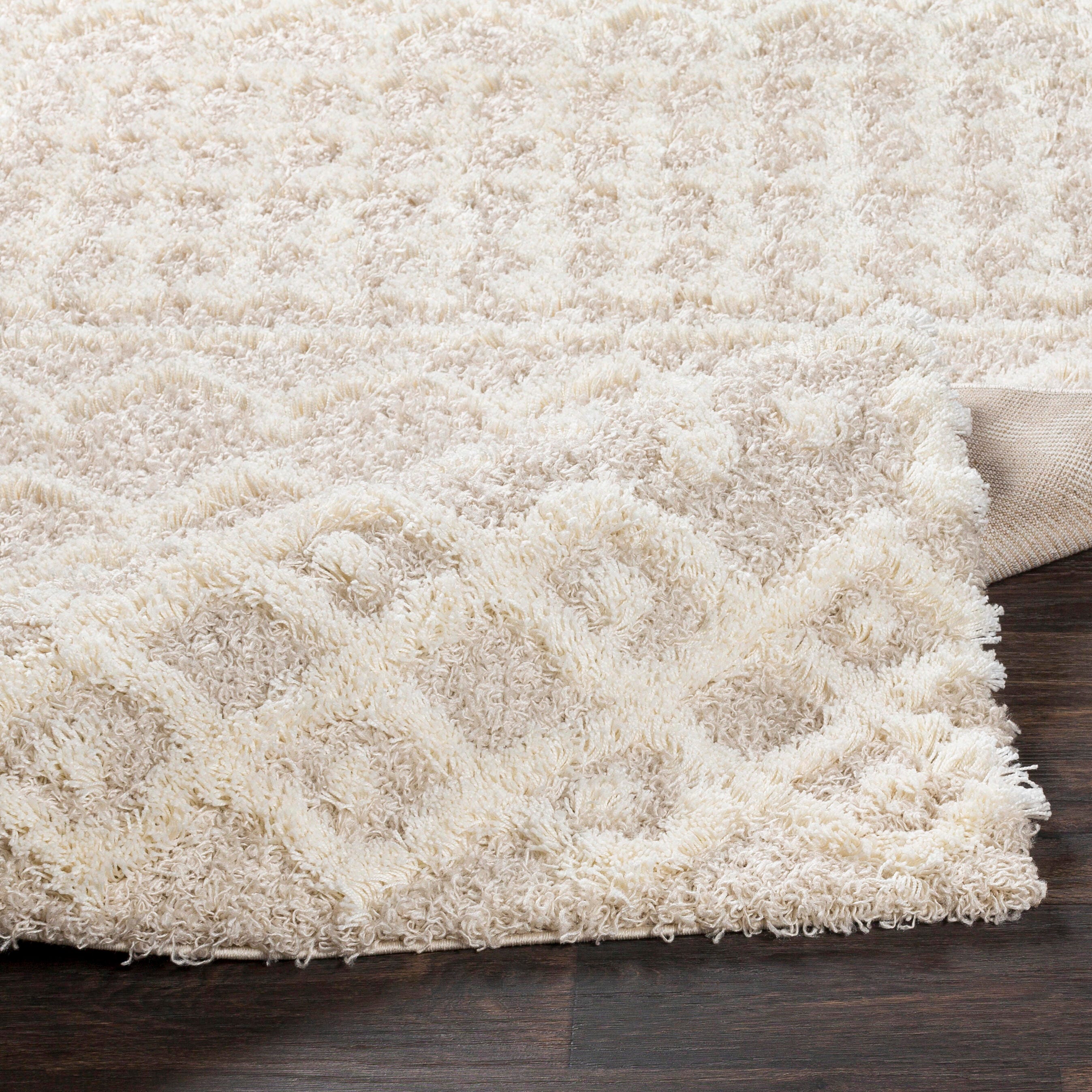 Machine Woven Urban Shag High Low Plush 4'3" X 5'7" Area Rug, Light Beige, large