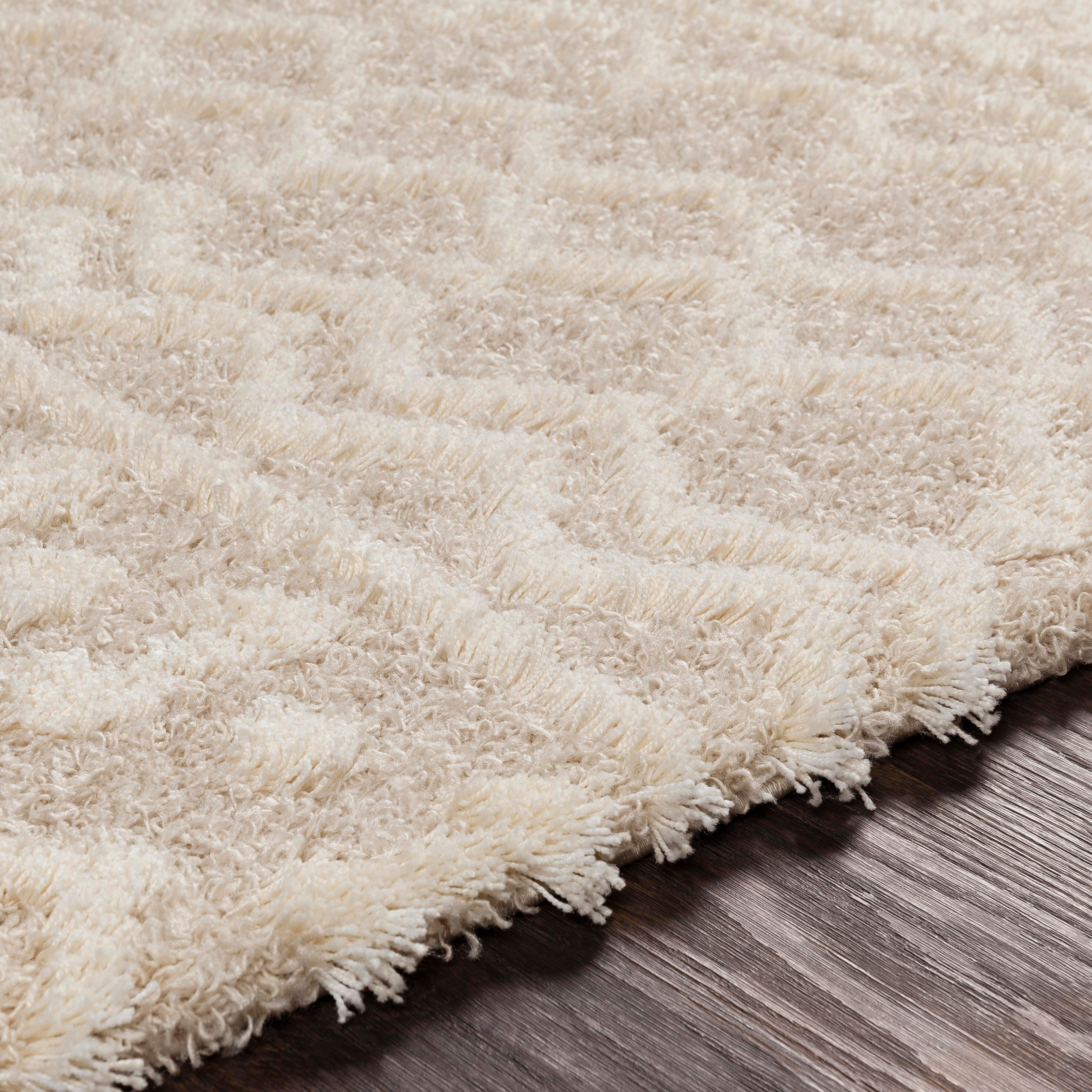 Machine Woven Urban Shag High Low Plush 4'3" X 5'7" Area Rug, Light Beige, large