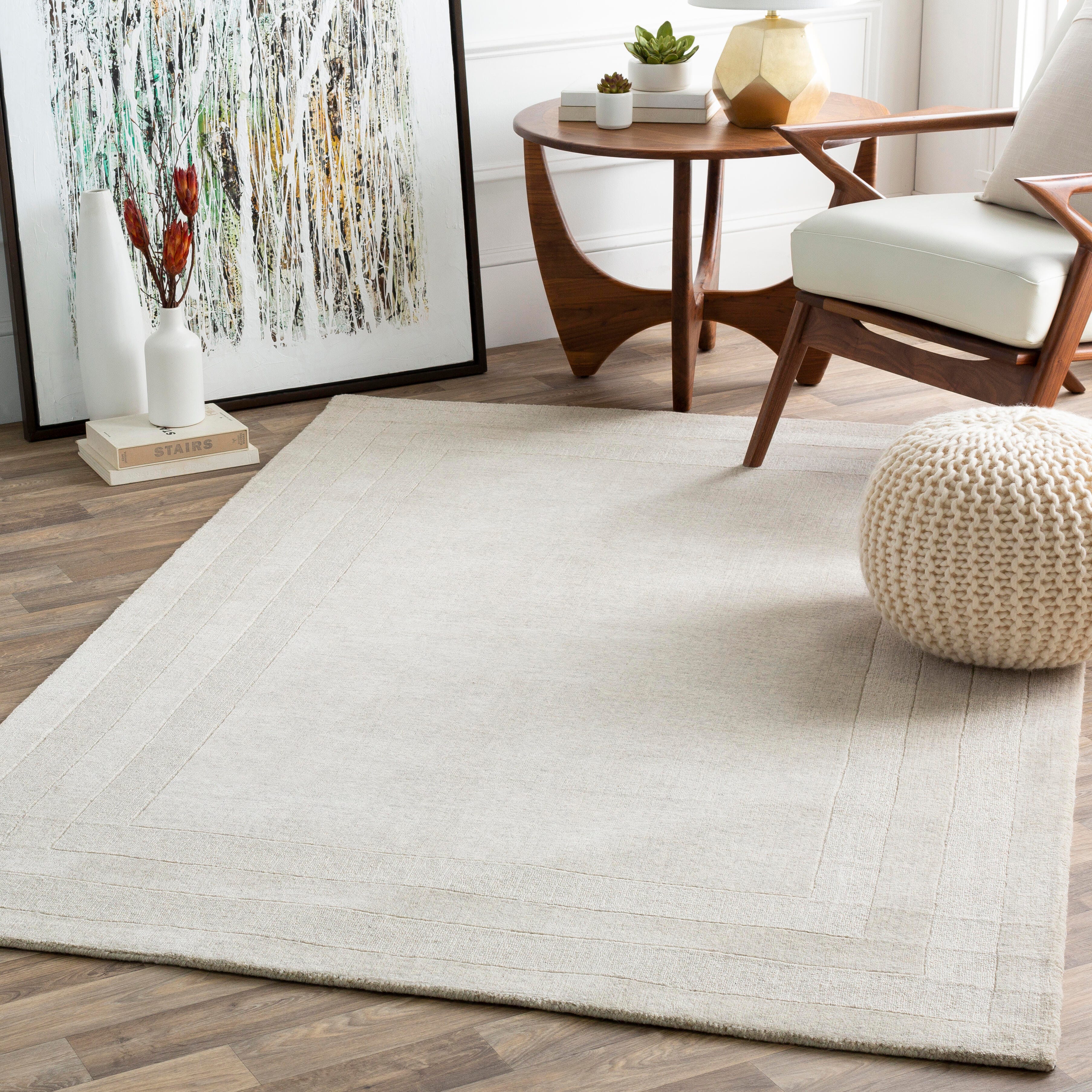 Hand Tufted Sorrento 5' X 7'6" Area Rug, Ivory/Taupe, large