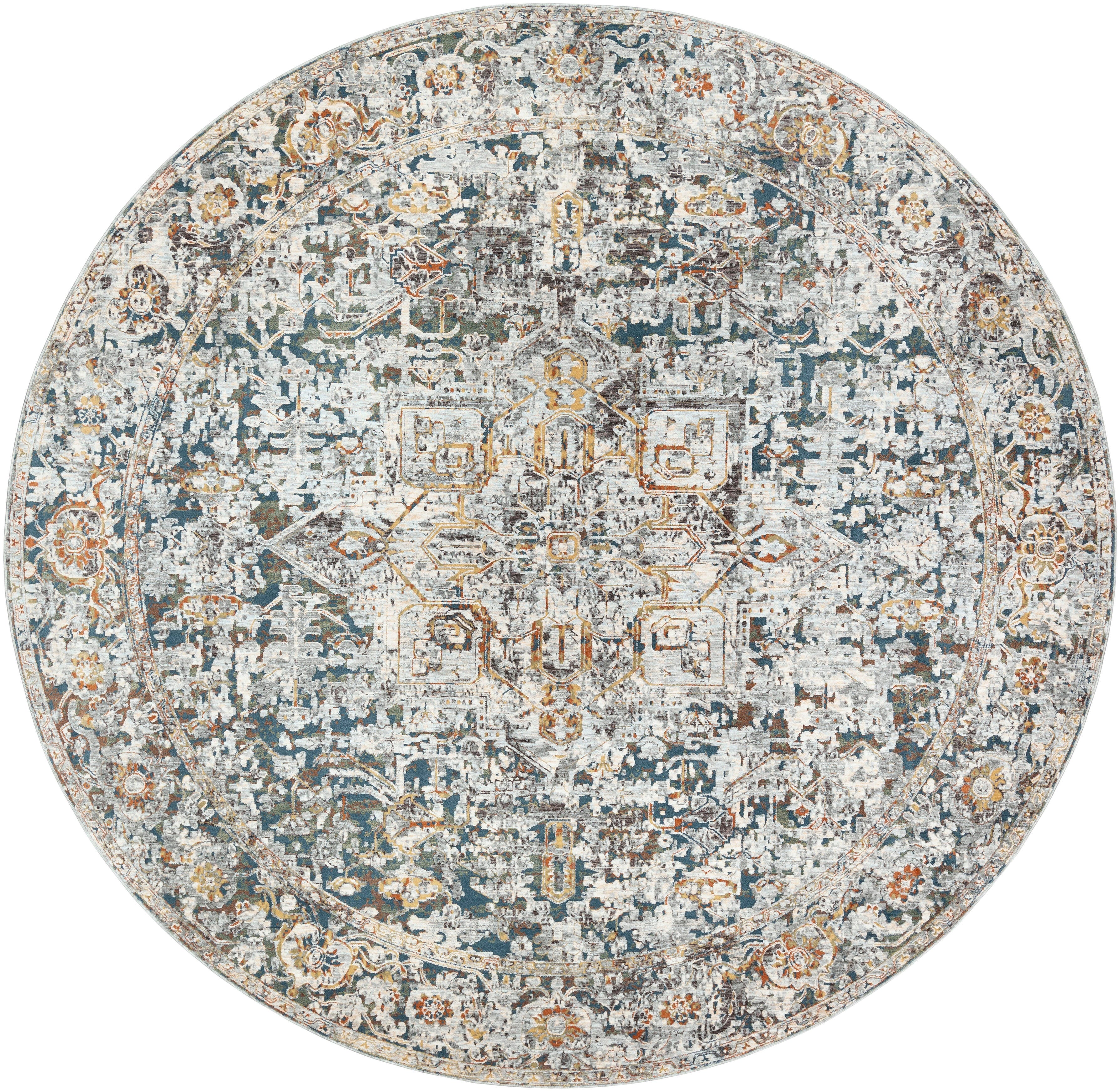 Traditional Area Rug 7'10" Round Rug, Multi, large