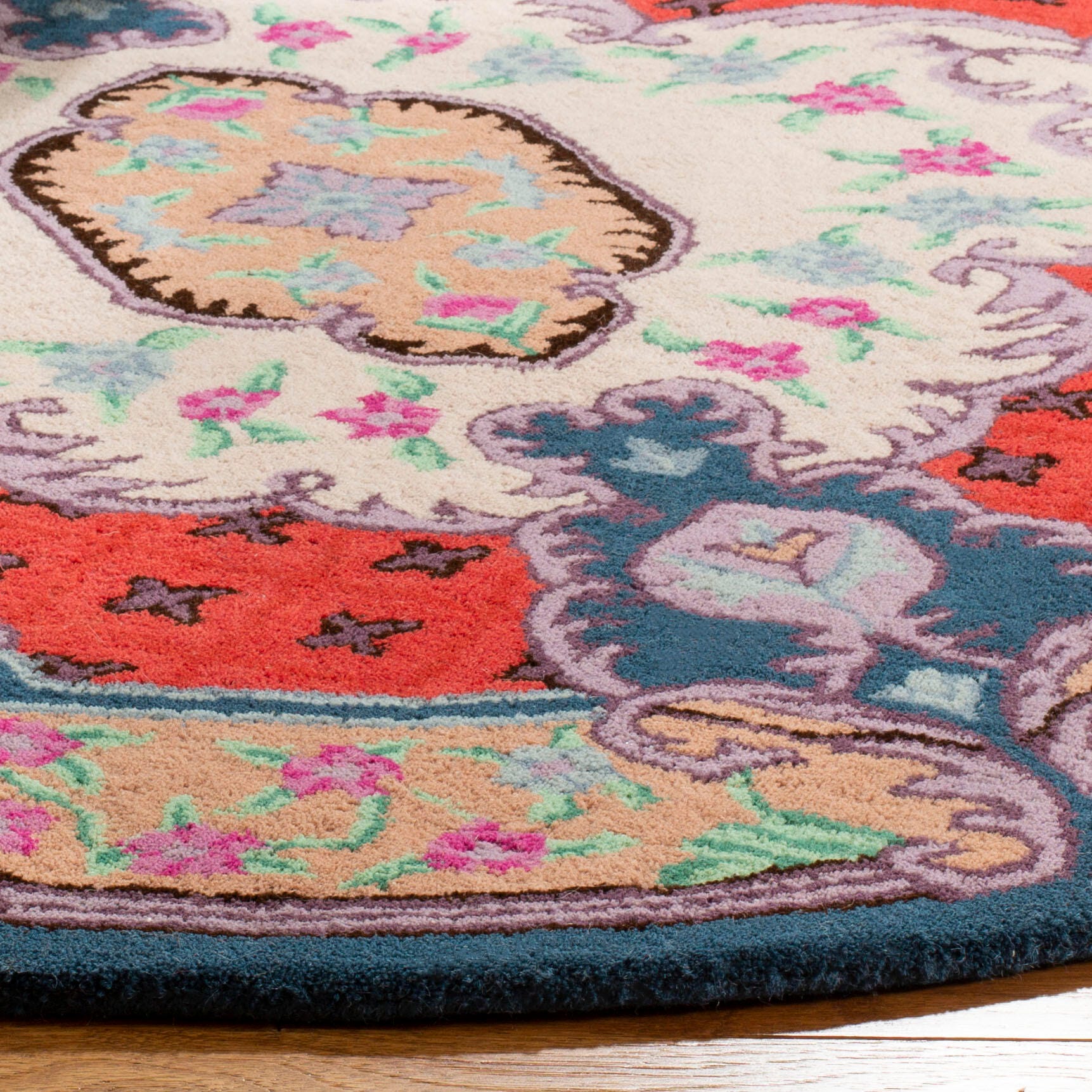 Safavieh Bellagio Bellagio 5' X 5' Round Area Rug, Ivory/Pink, large