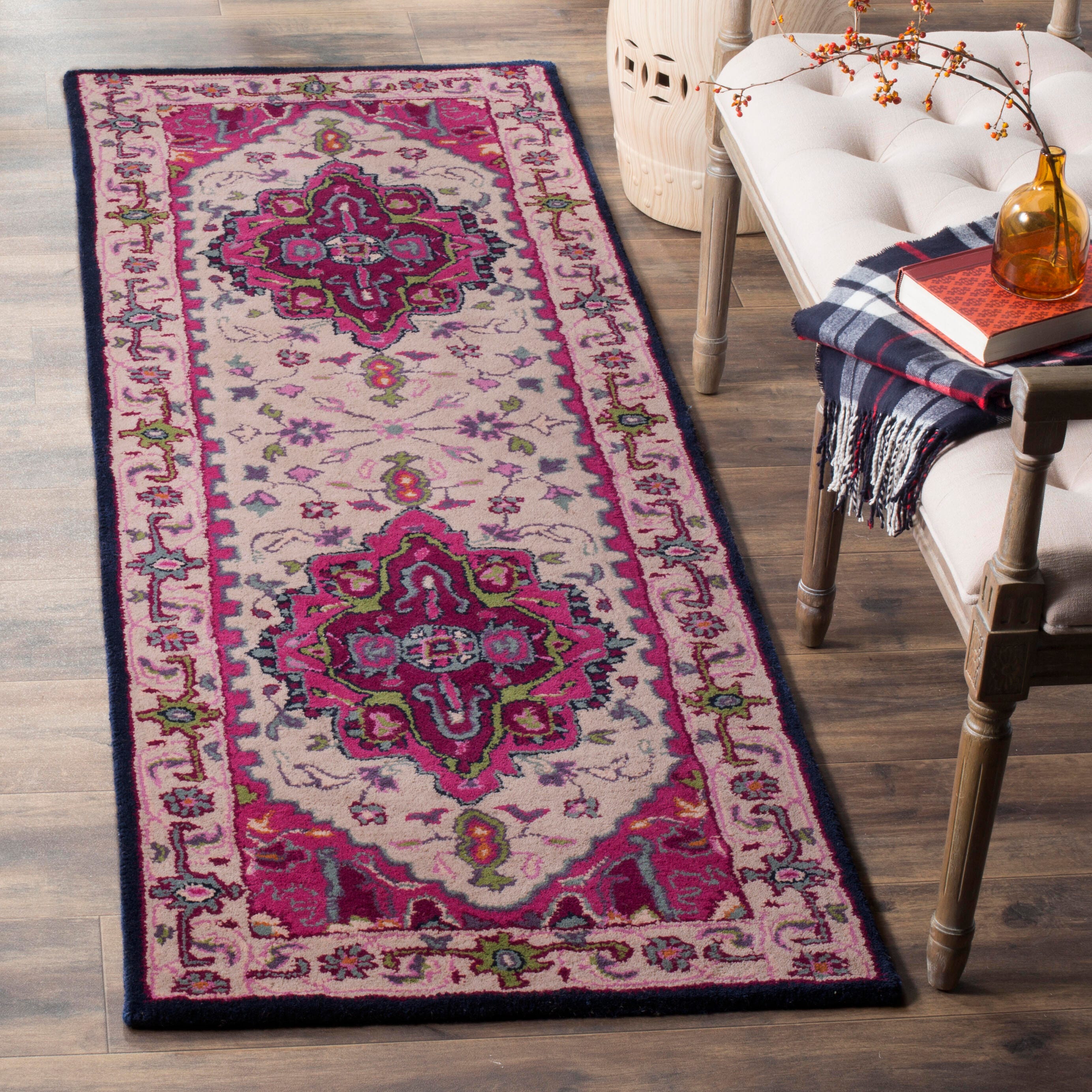 Safavieh Bellagio 2'3" X 7' Runner, Ivory/Pink, large