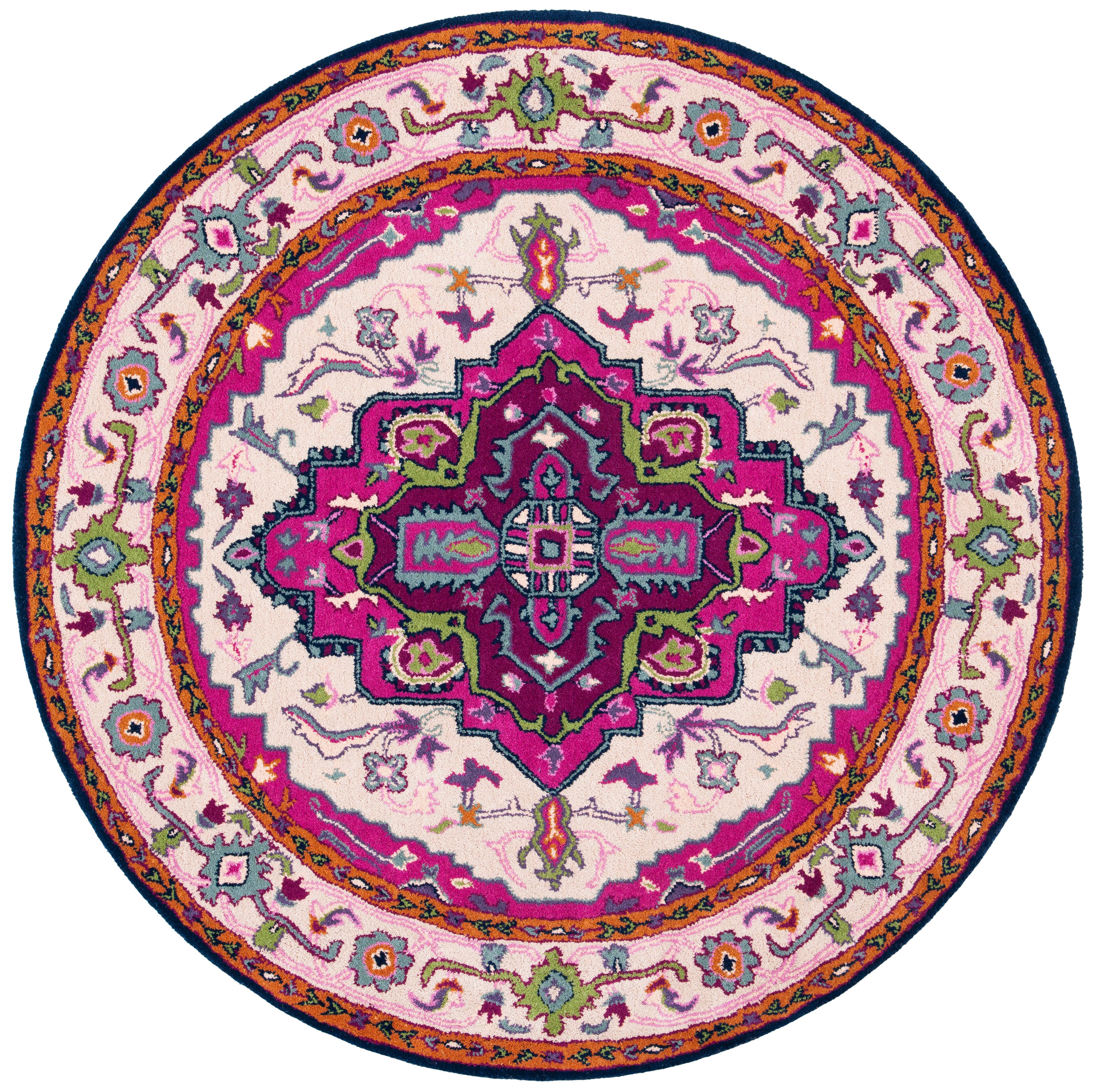 Safavieh Bellagio Bellagio 5' X 5' Round Area Rug, Ivory/Pink, large