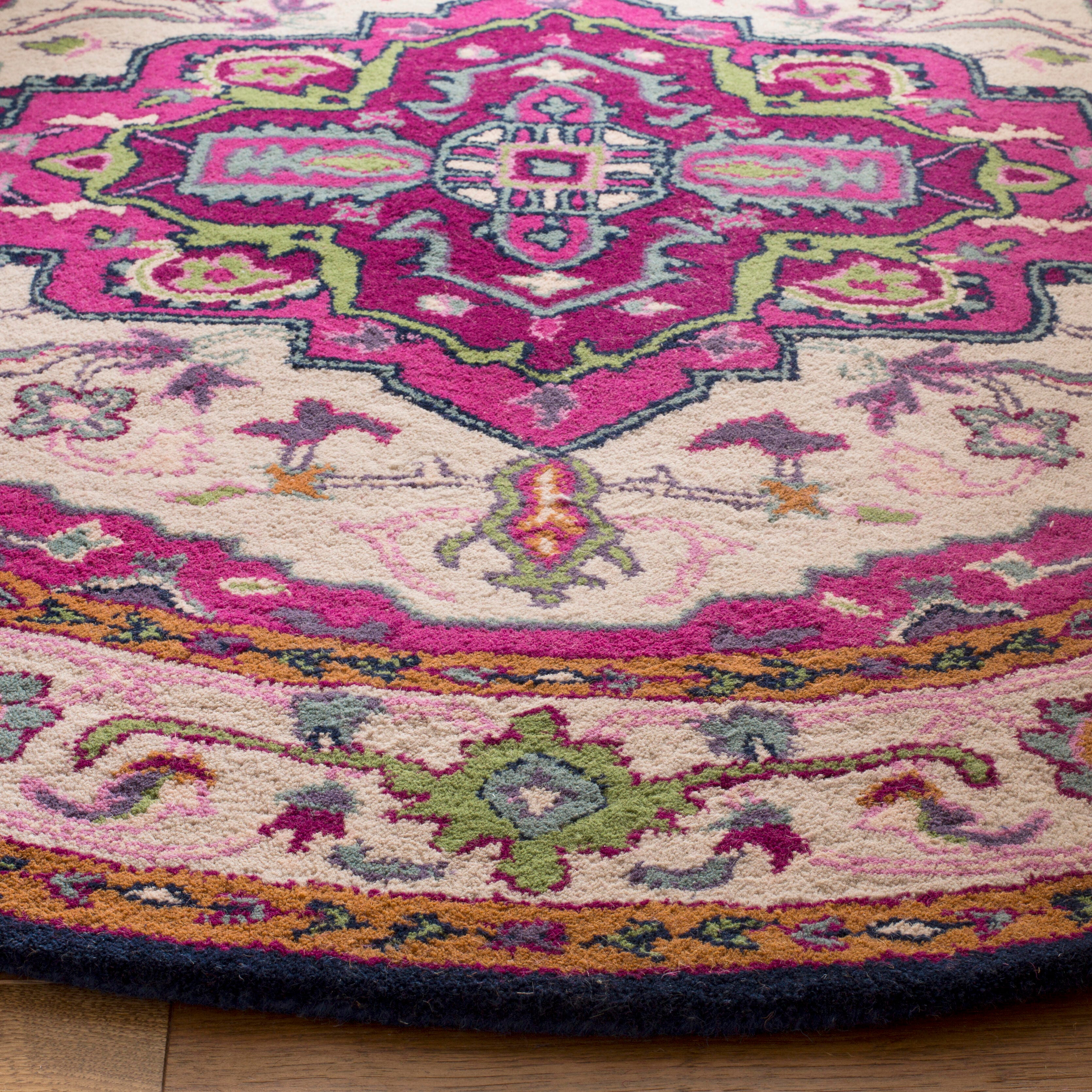 Safavieh Bellagio Bellagio 5' X 5' Round Area Rug, Ivory/Pink, large