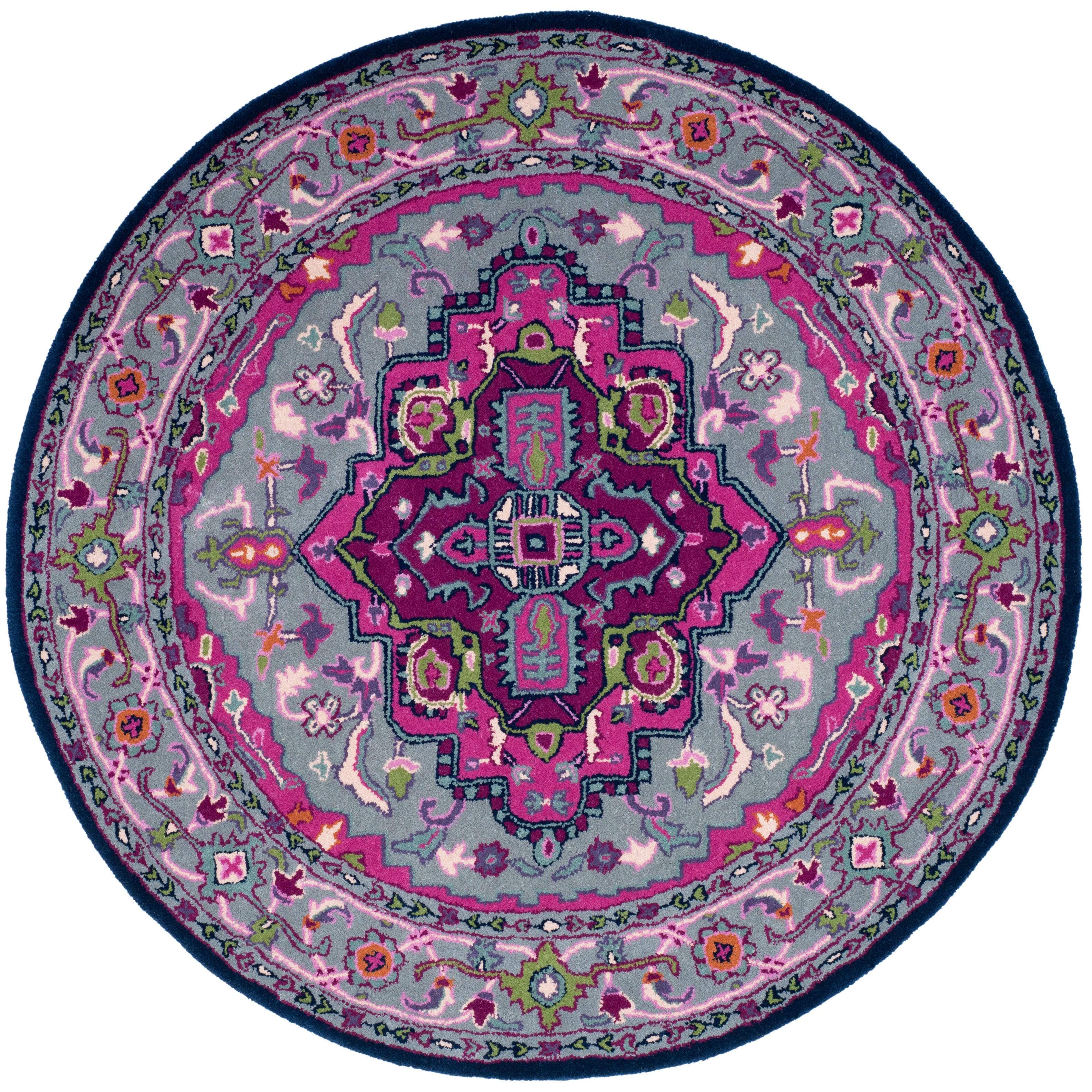 Safavieh Bellagio 5' X 5' Round Area Rug, Gray/Pink, large