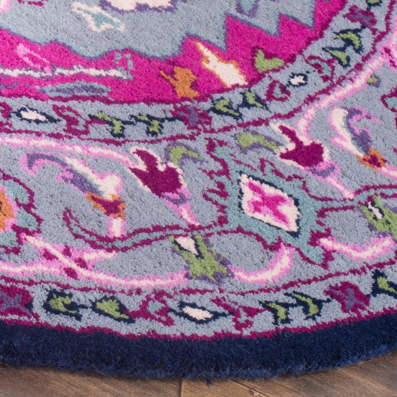 Safavieh Bellagio Bellagio 5' X 5' Round Area Rug, Gray/Pink, large