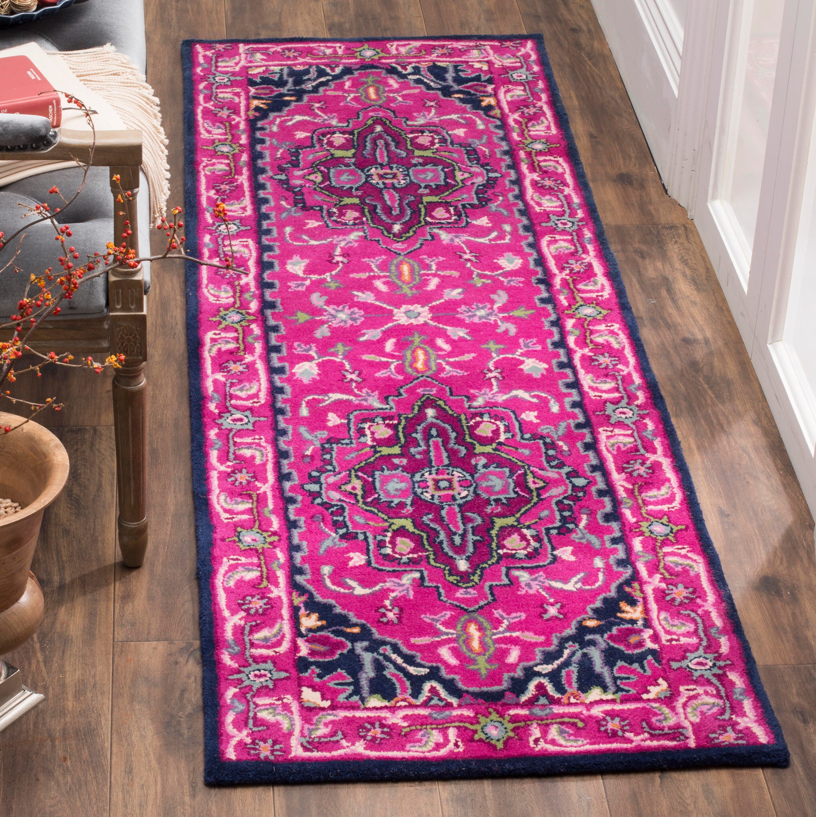 Safavieh Bellagio 2'3" X 7' Runner, Pink/Navy, large