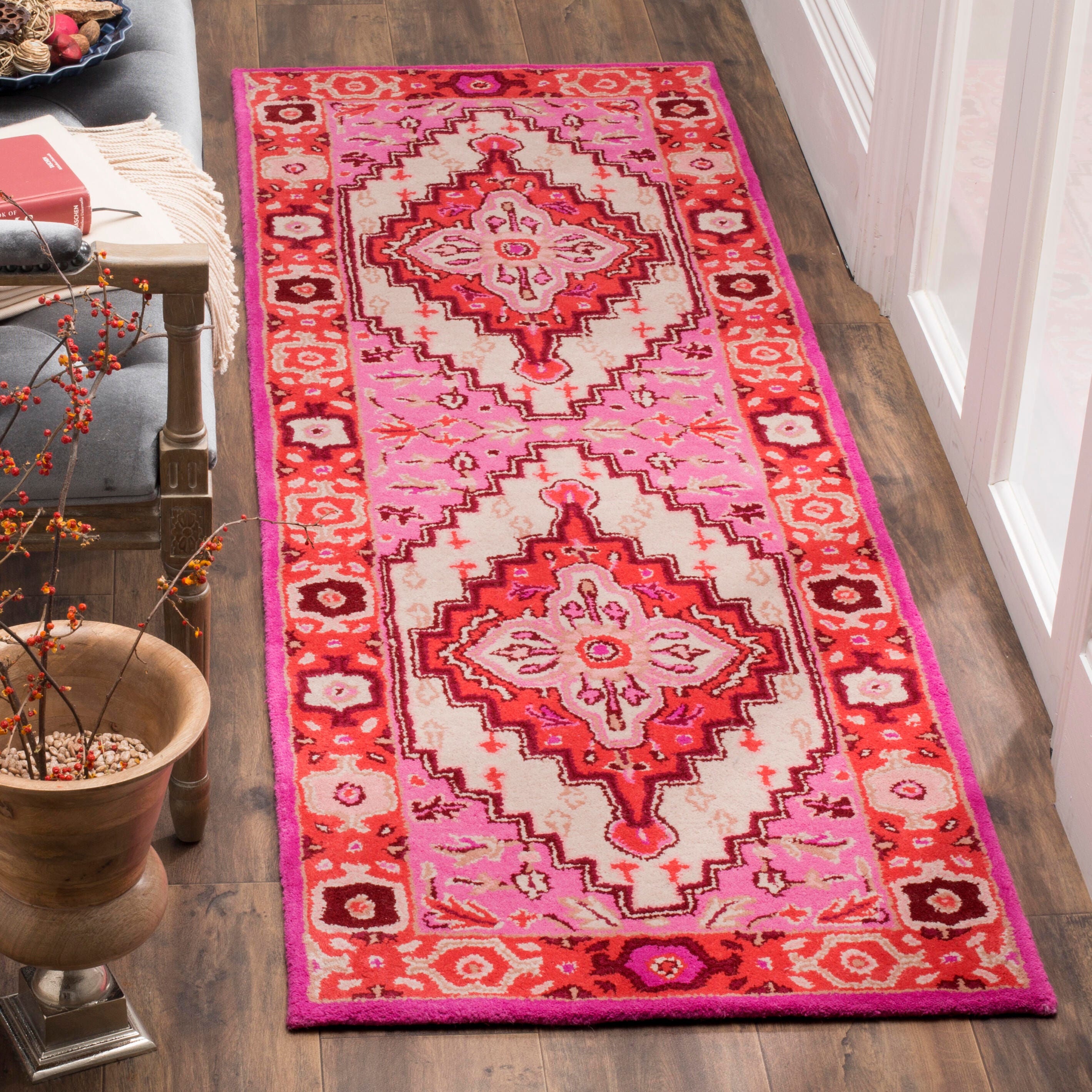Safavieh Bellagio 2'3" X 7' Runner, Red Pink/Ivory, large