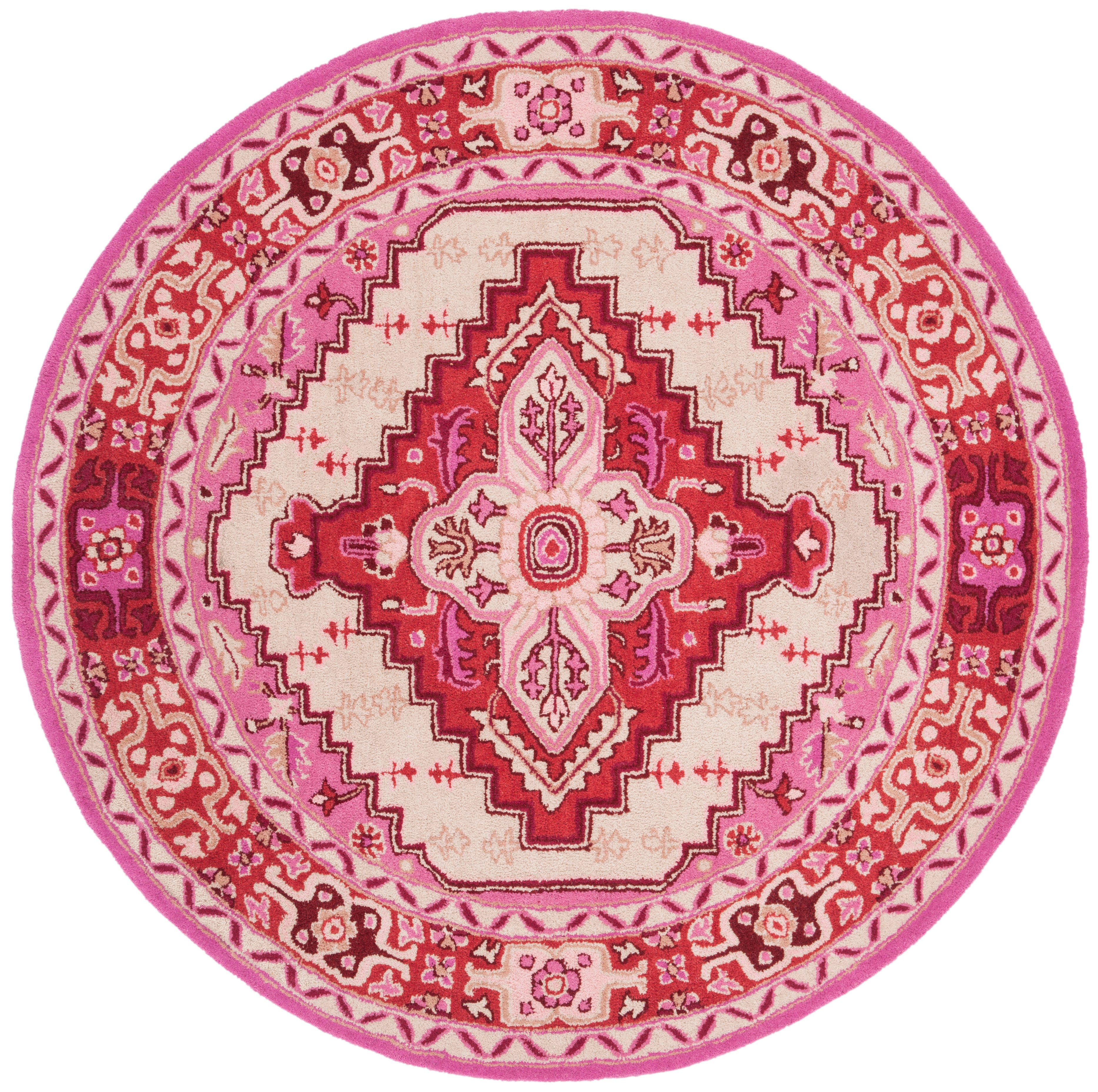 Safavieh Bellagio 5' X 5' Round Area Rug, Red Pink/Ivory, large