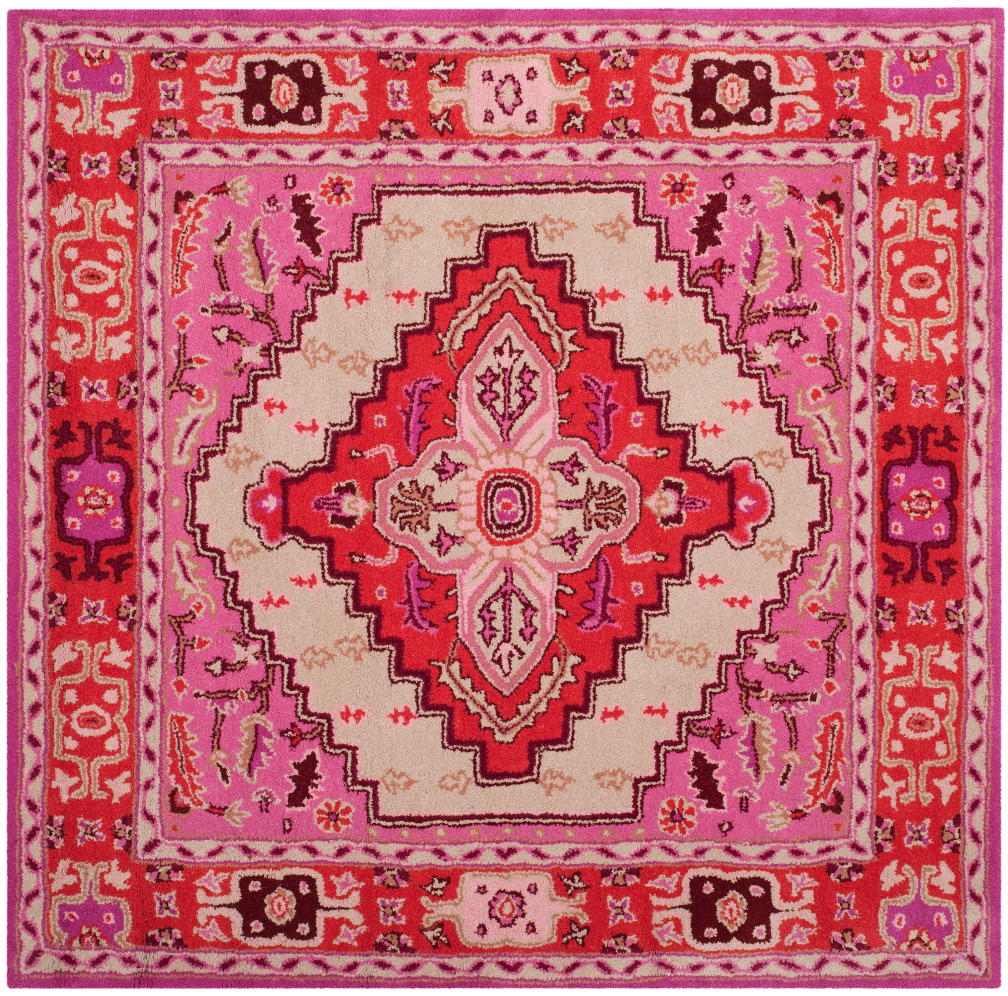 Safavieh Bellagio Bellagio 5' X 5' Square Area Rug, Red Pink/Ivory, large