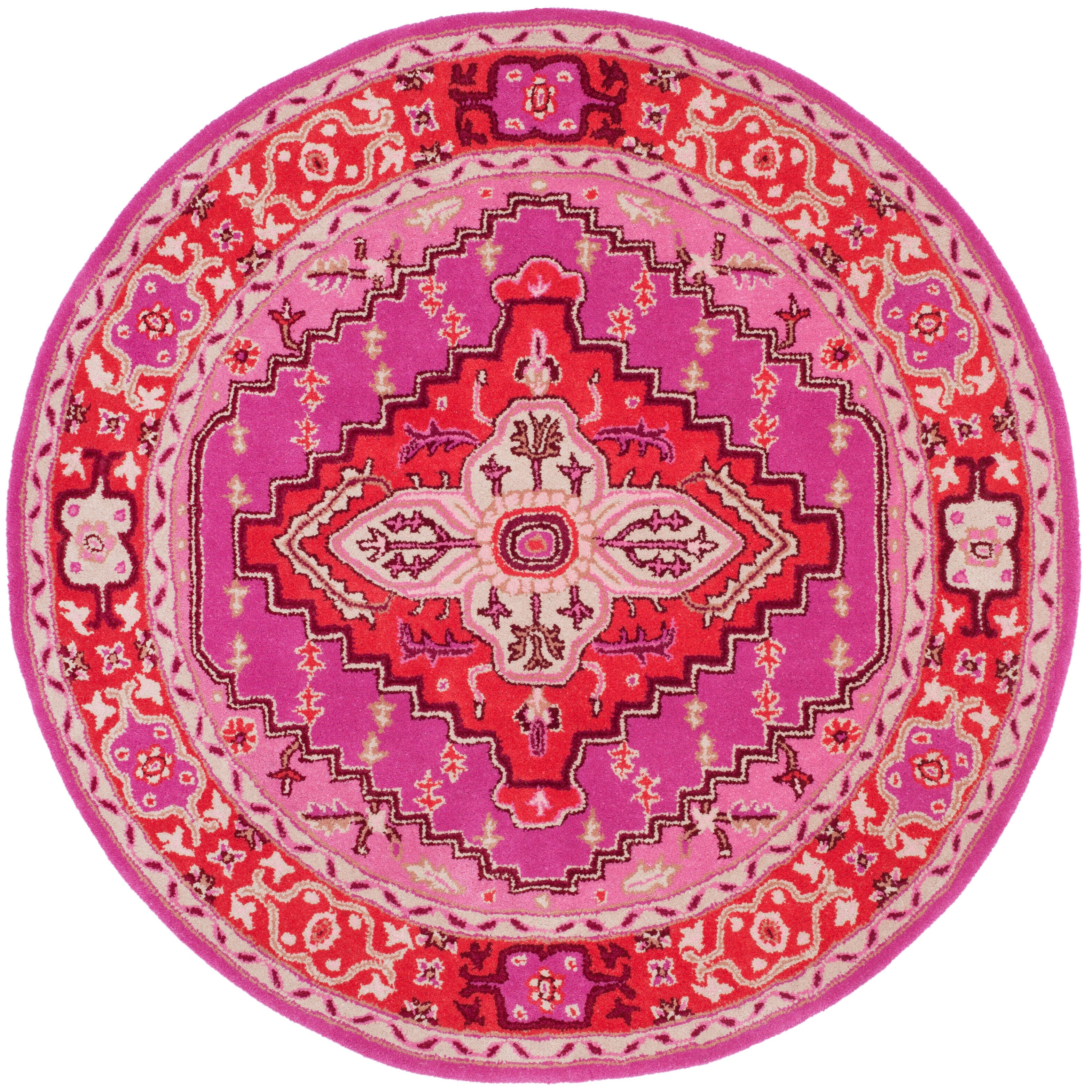 Safavieh Bellagio 5' X 5' Round Area Rug, Red/Pink, large
