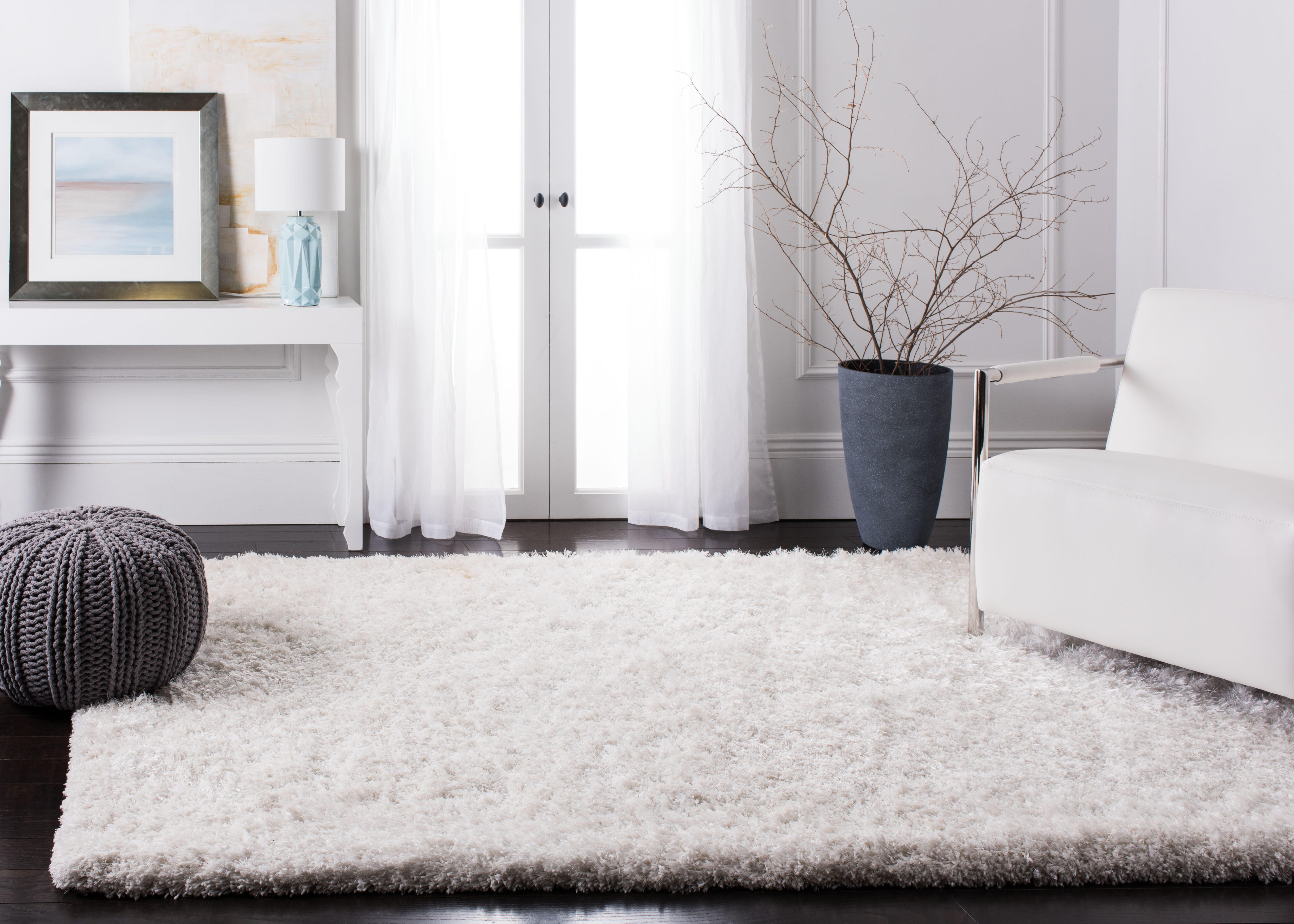 Atlantic Shag 5' x 8' Area Rug, Ivory, rollover