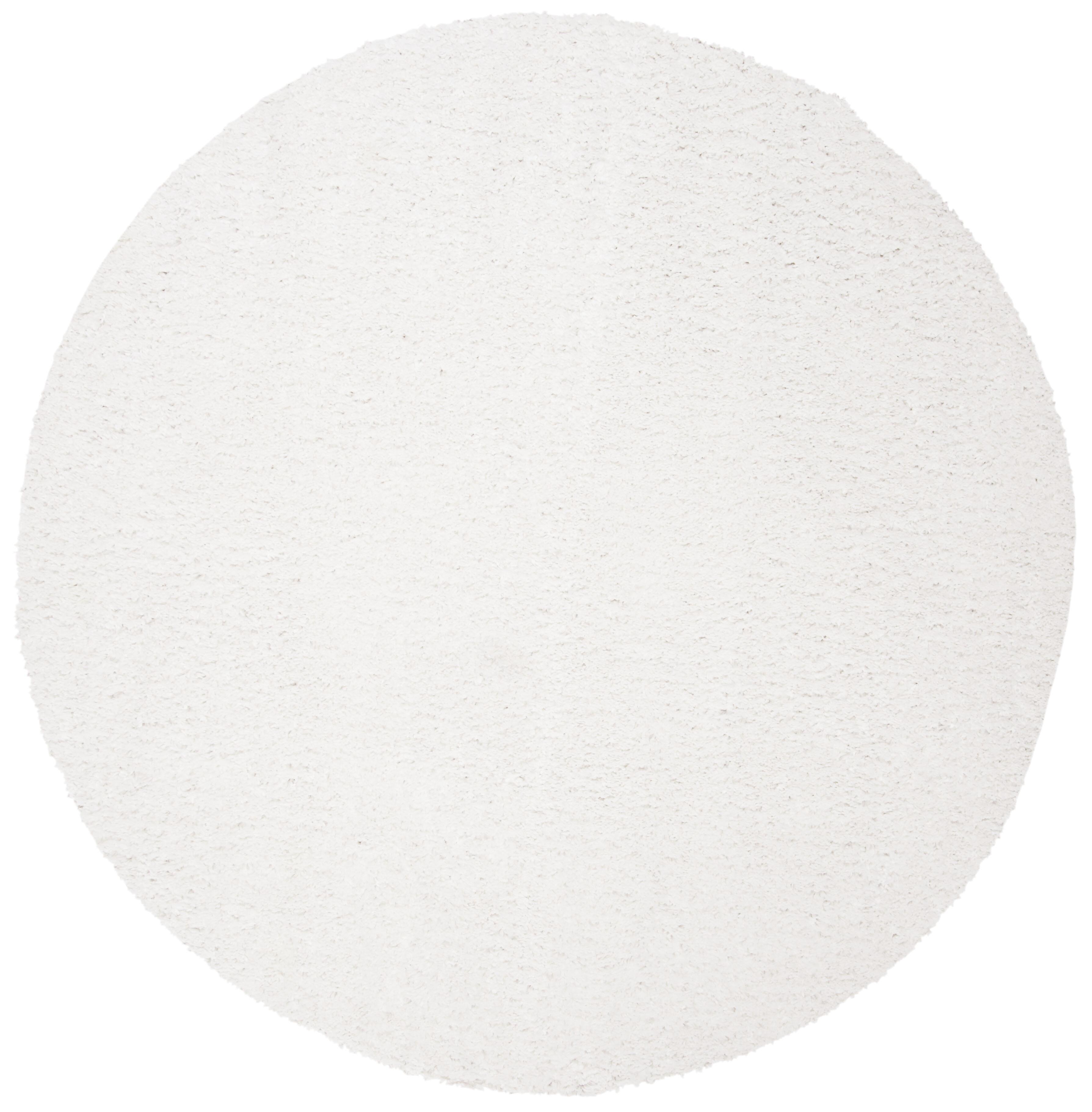 August Shag 5'3" x 5'3" Round Area Rug, White, large