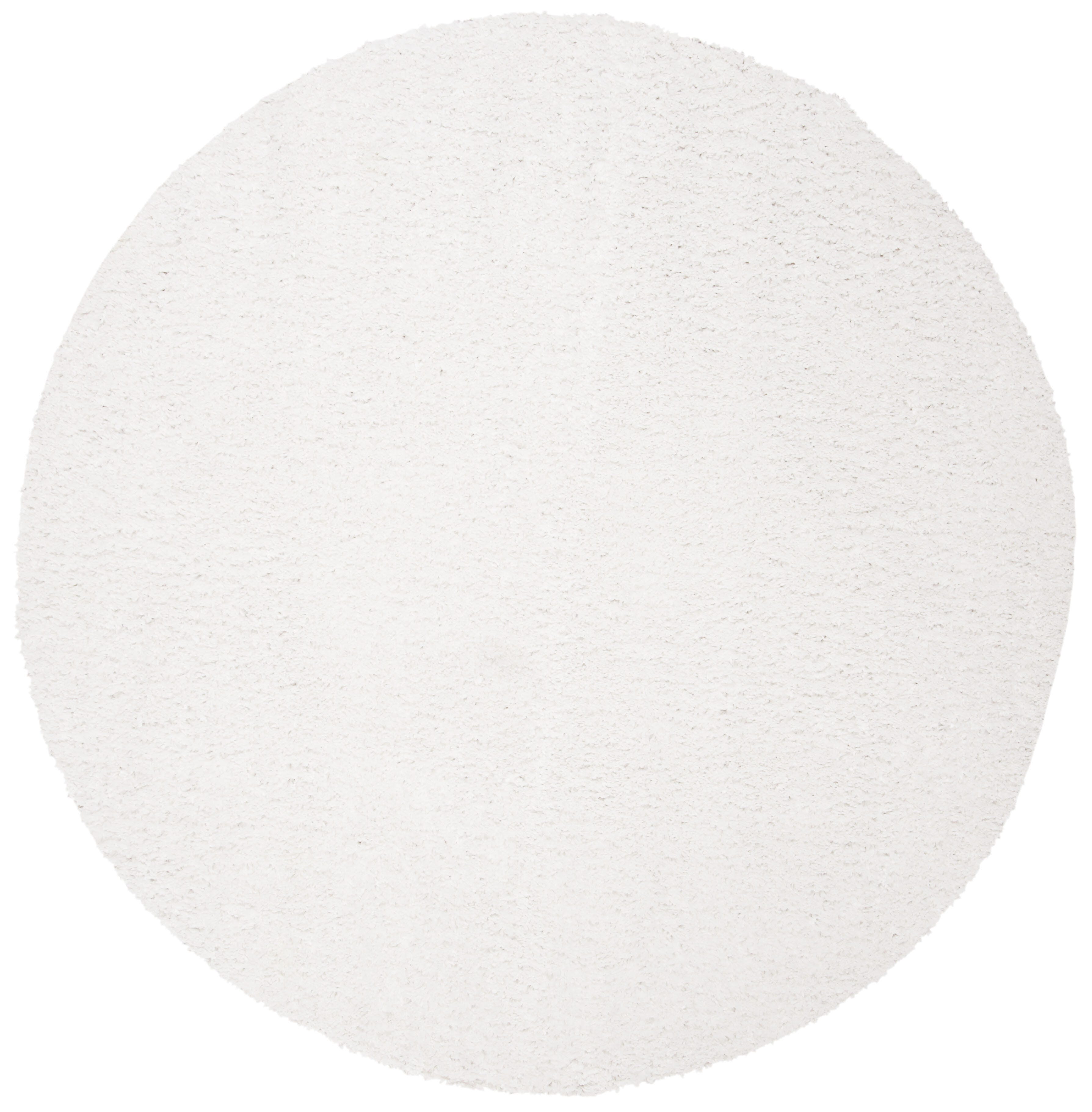 August Shag 5'3" x 5'3" Round Area Rug, White, large