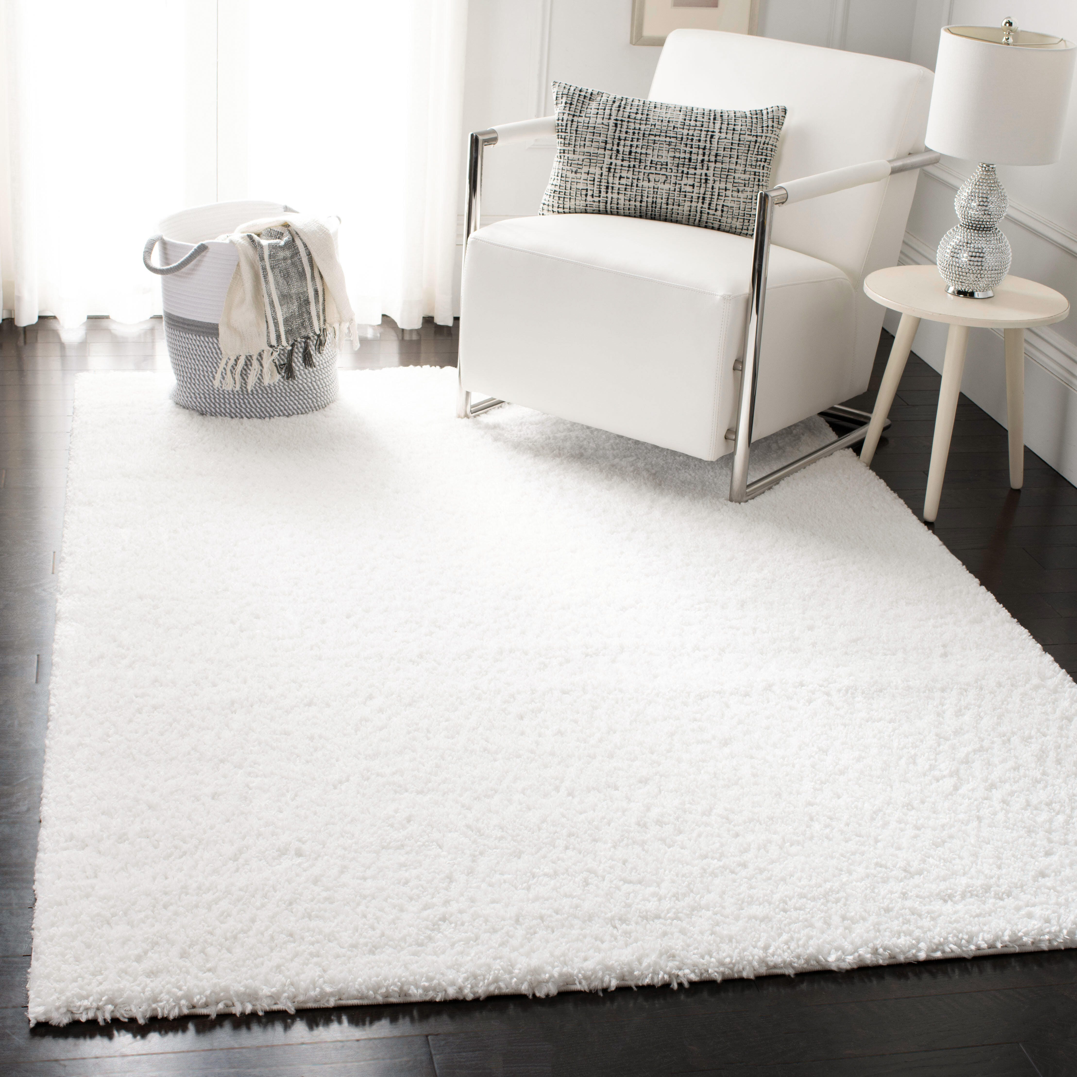 August Shag 6' x 9' Area Rug, White, large