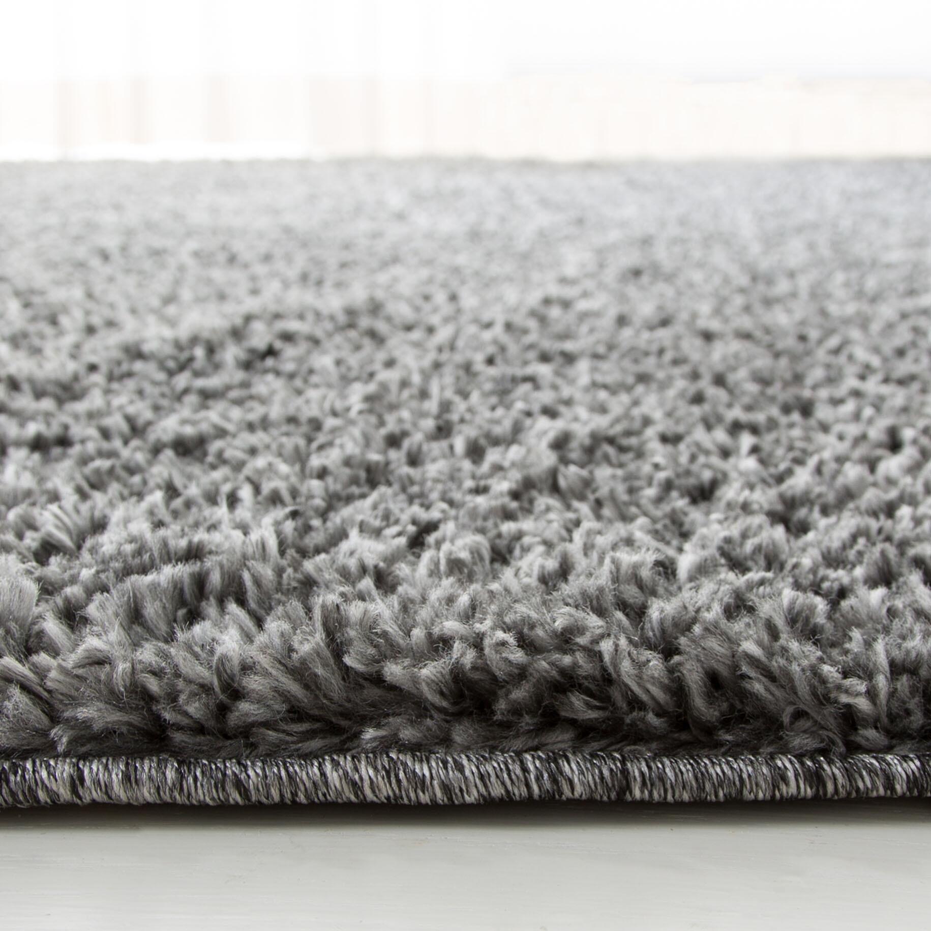 August Shag 6'7" x 6'7" Round Area Rug, Gray, large