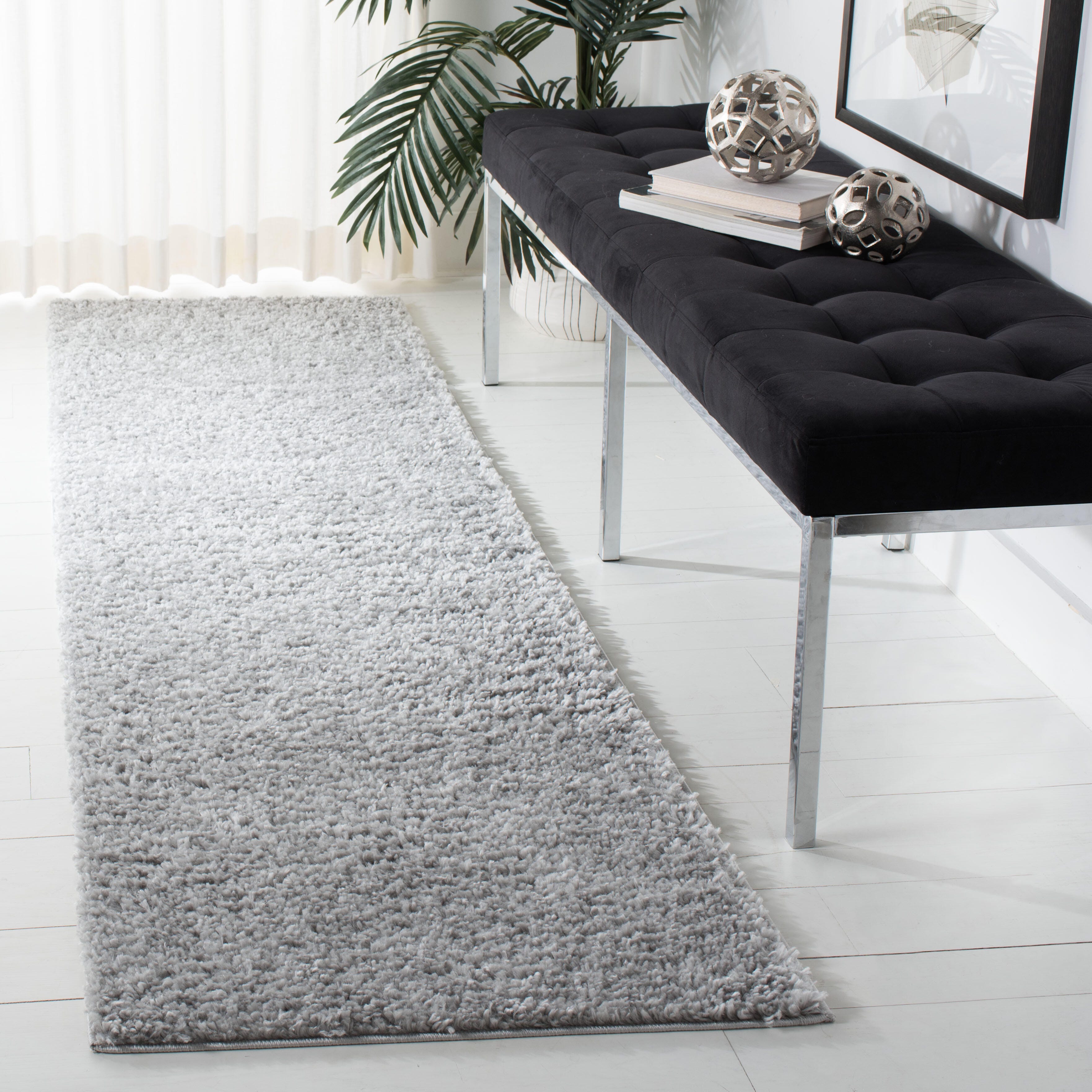 August Shag 2'3" x 10' Runner Rug, Silver, rollover