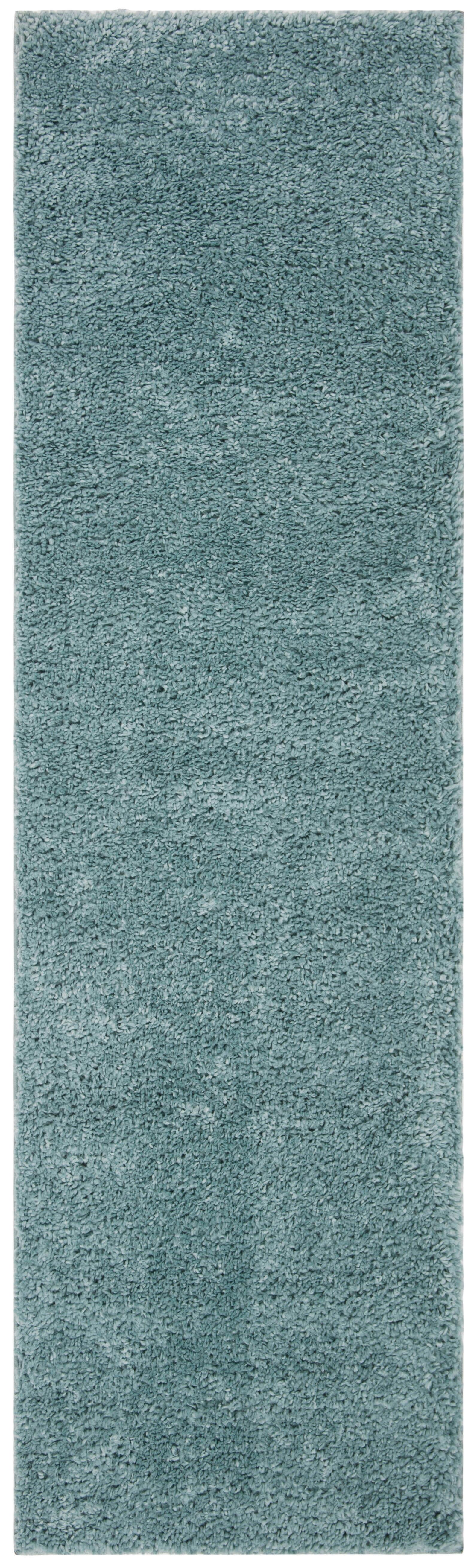 August Shag 2'3" x 8' Runner Rug, Aqua, large
