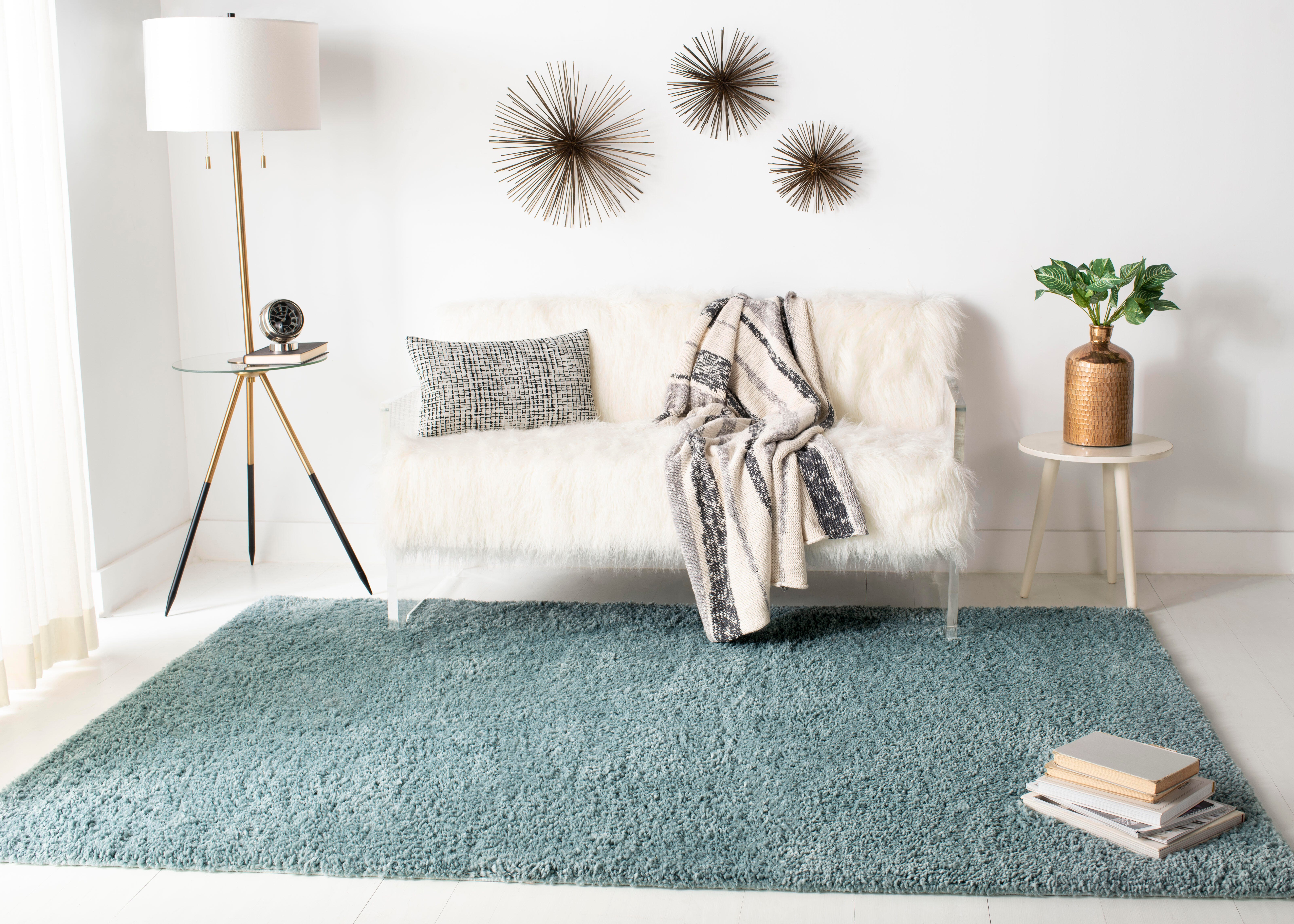August Shag 4' x 6' Runner Rug, Aqua, rollover