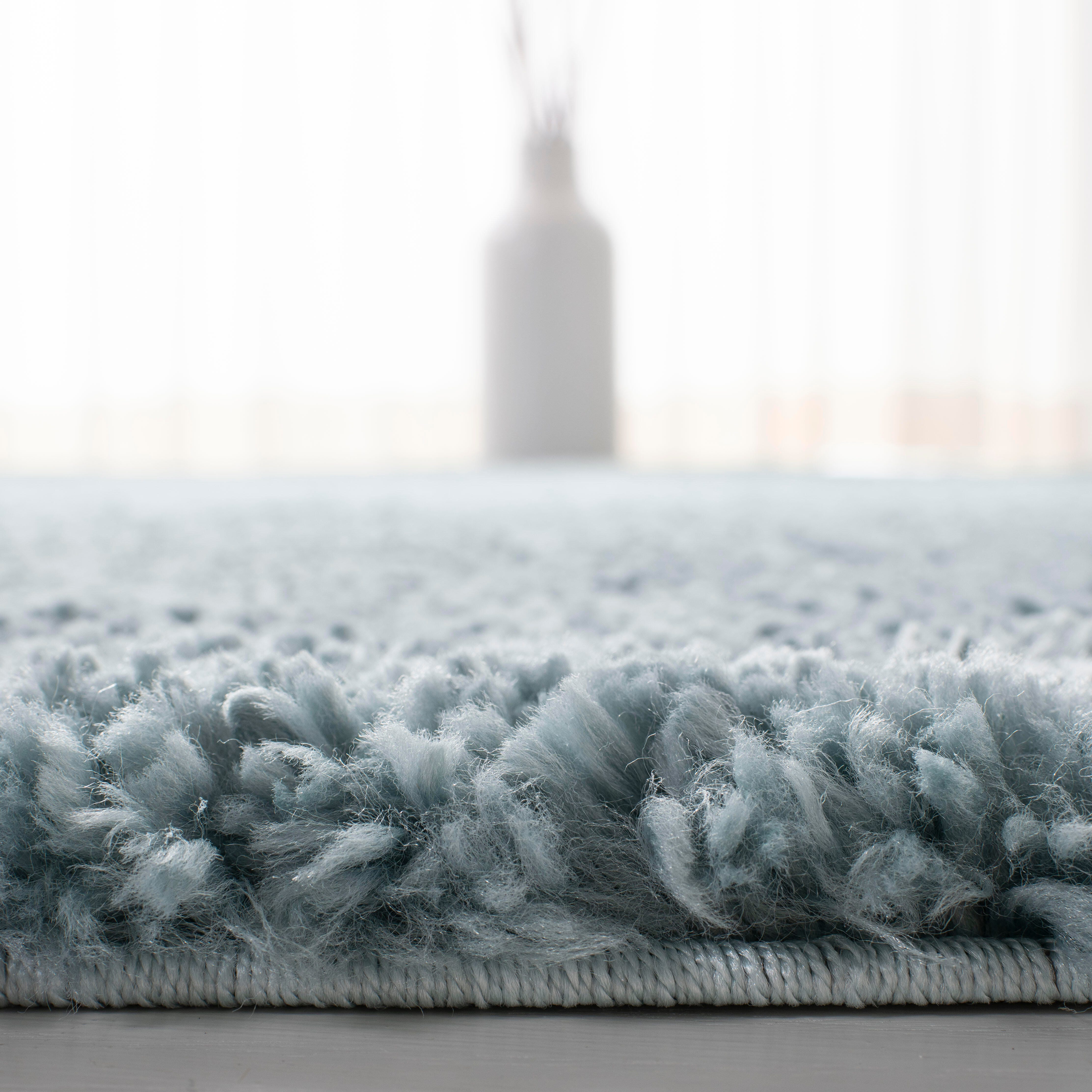 August Shag 4' x 6' Runner Rug, Aqua, large