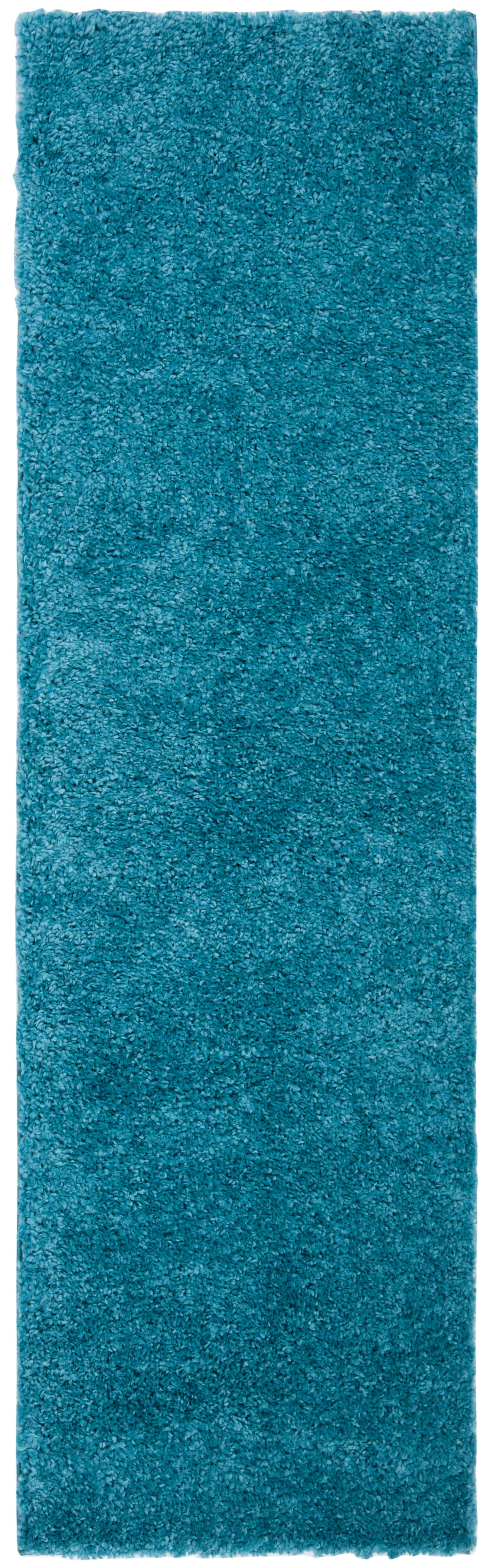 August Shag 2'3" x 8' Runner Rug, Turquoise, large