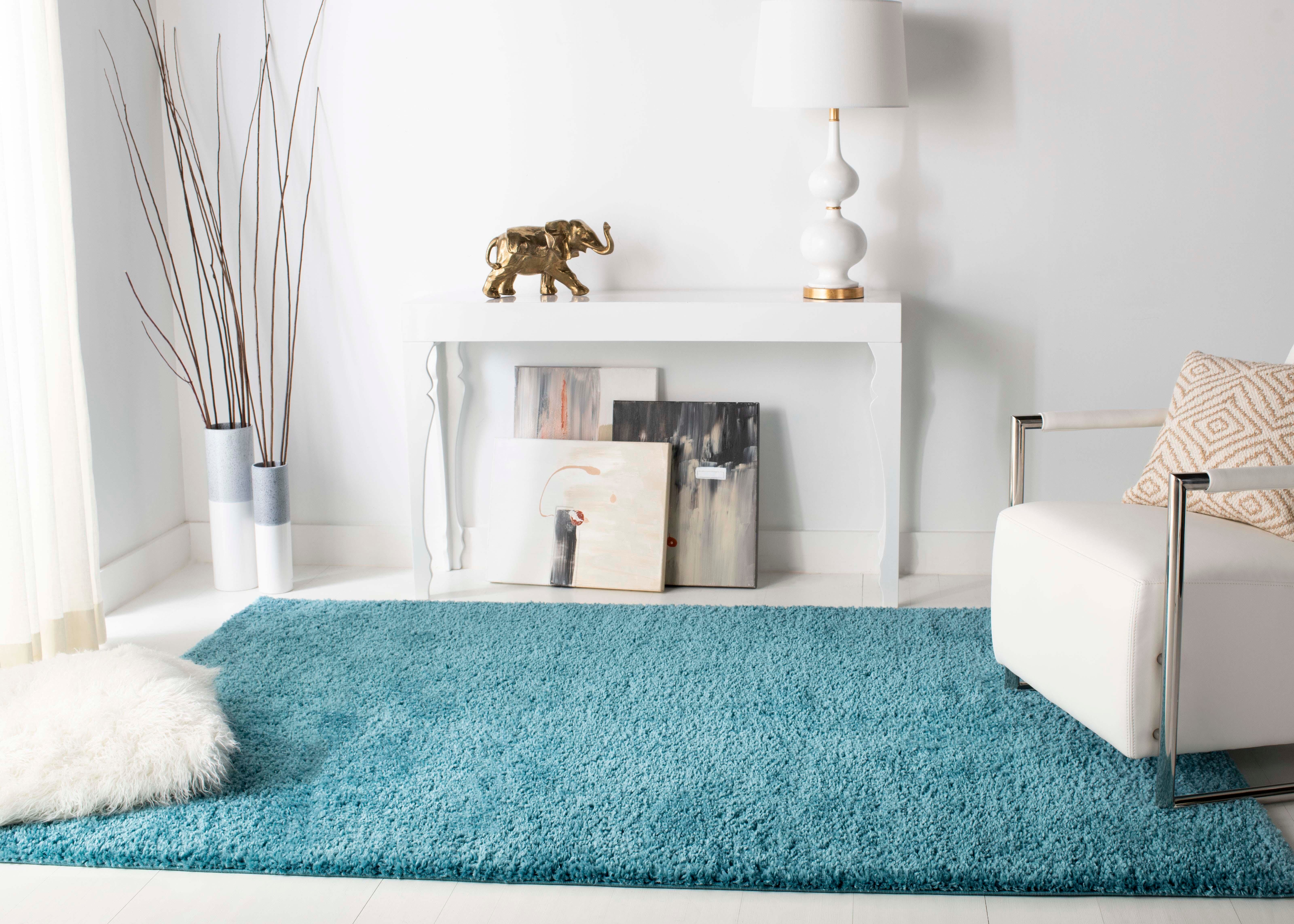 August Shag 5'3" x 7'6" Area Rug, Turquoise, large