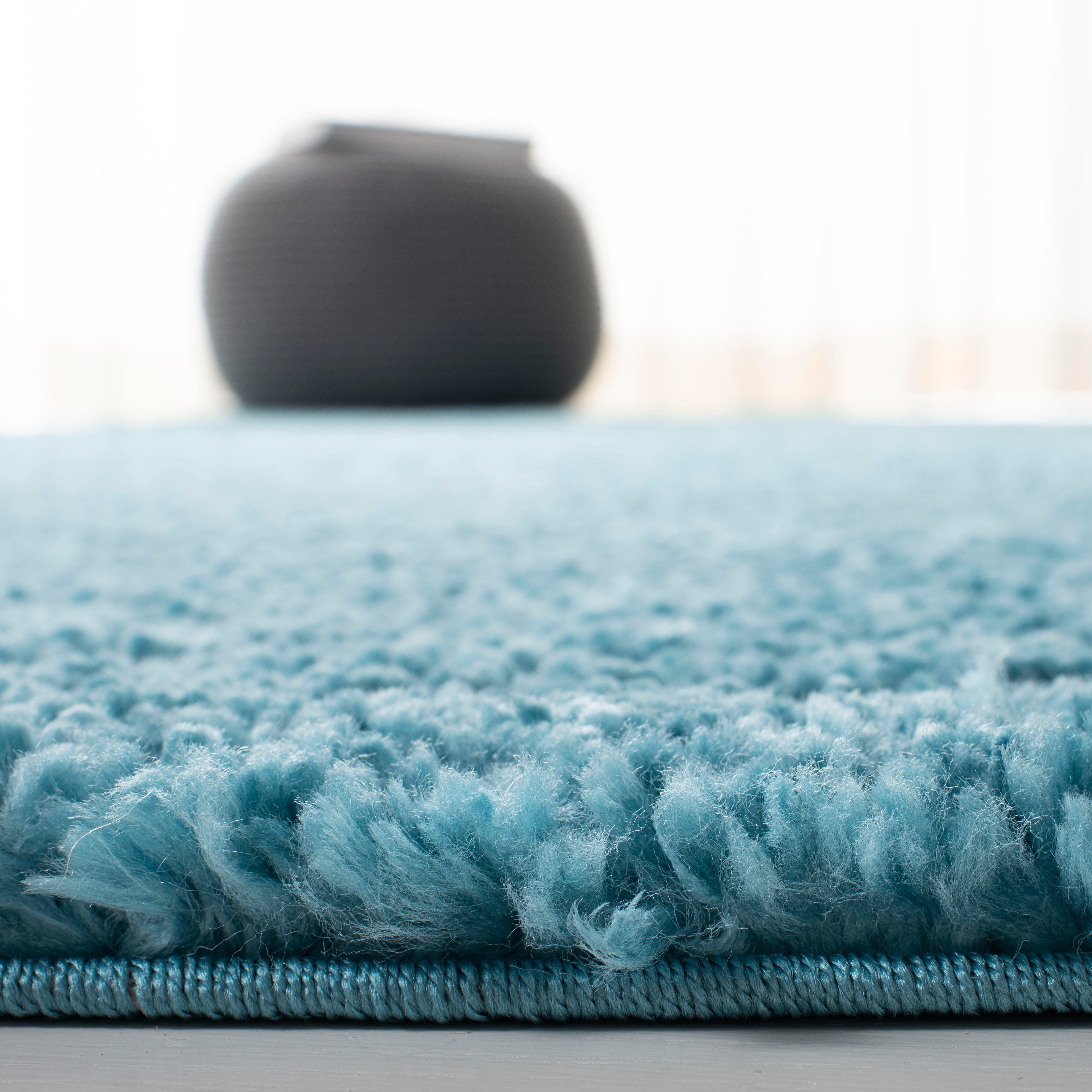 August Shag 6' x 9' Area Rug, Turquoise, large