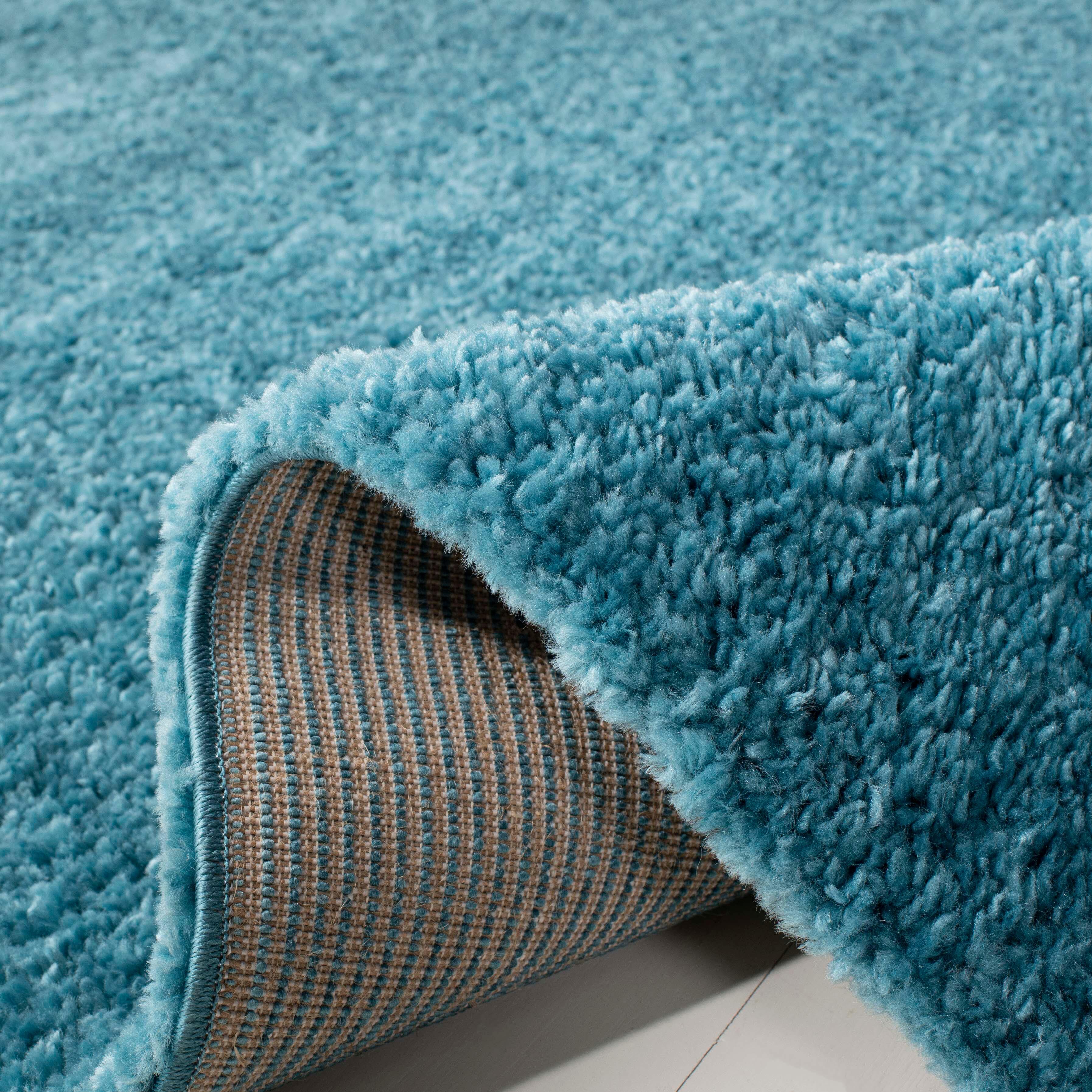 August Shag 6' x 9' Area Rug, Turquoise, large