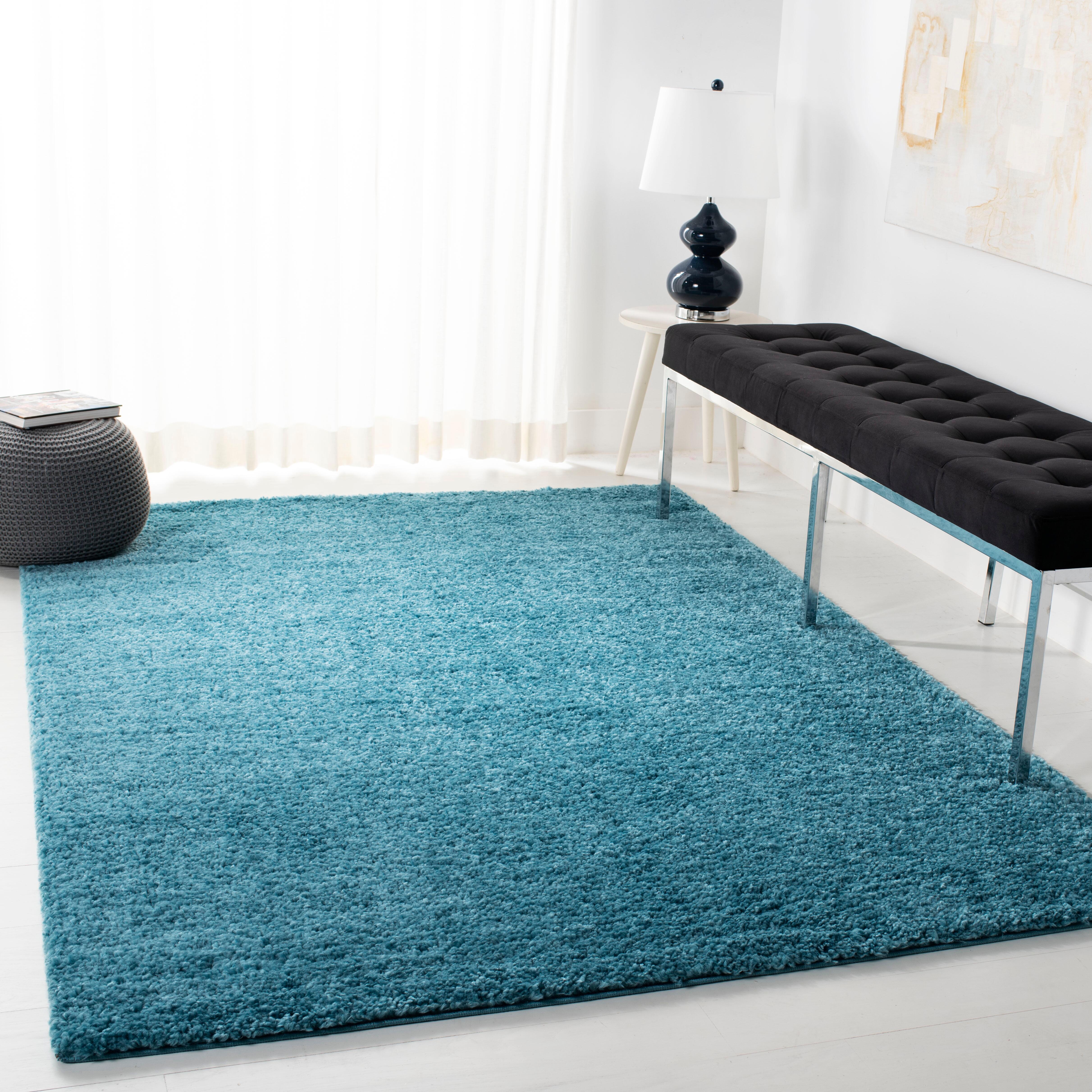 August Shag 6' x 9' Area Rug, Turquoise, large