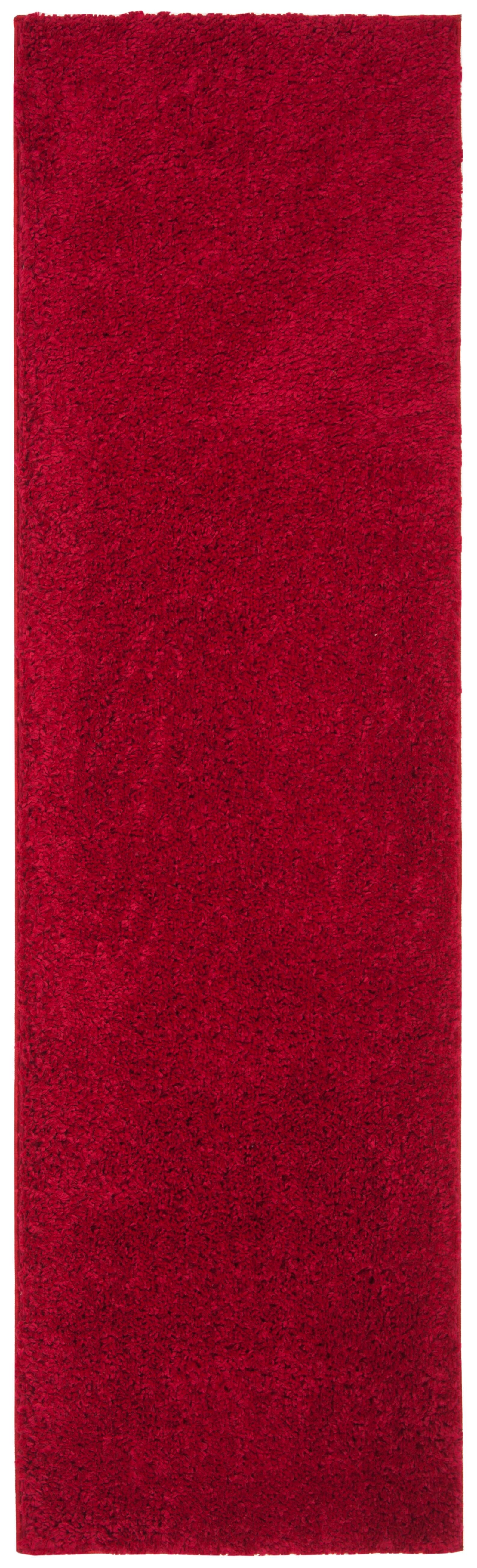 August Shag 2'3" x 8' Runner Rug, Red, large