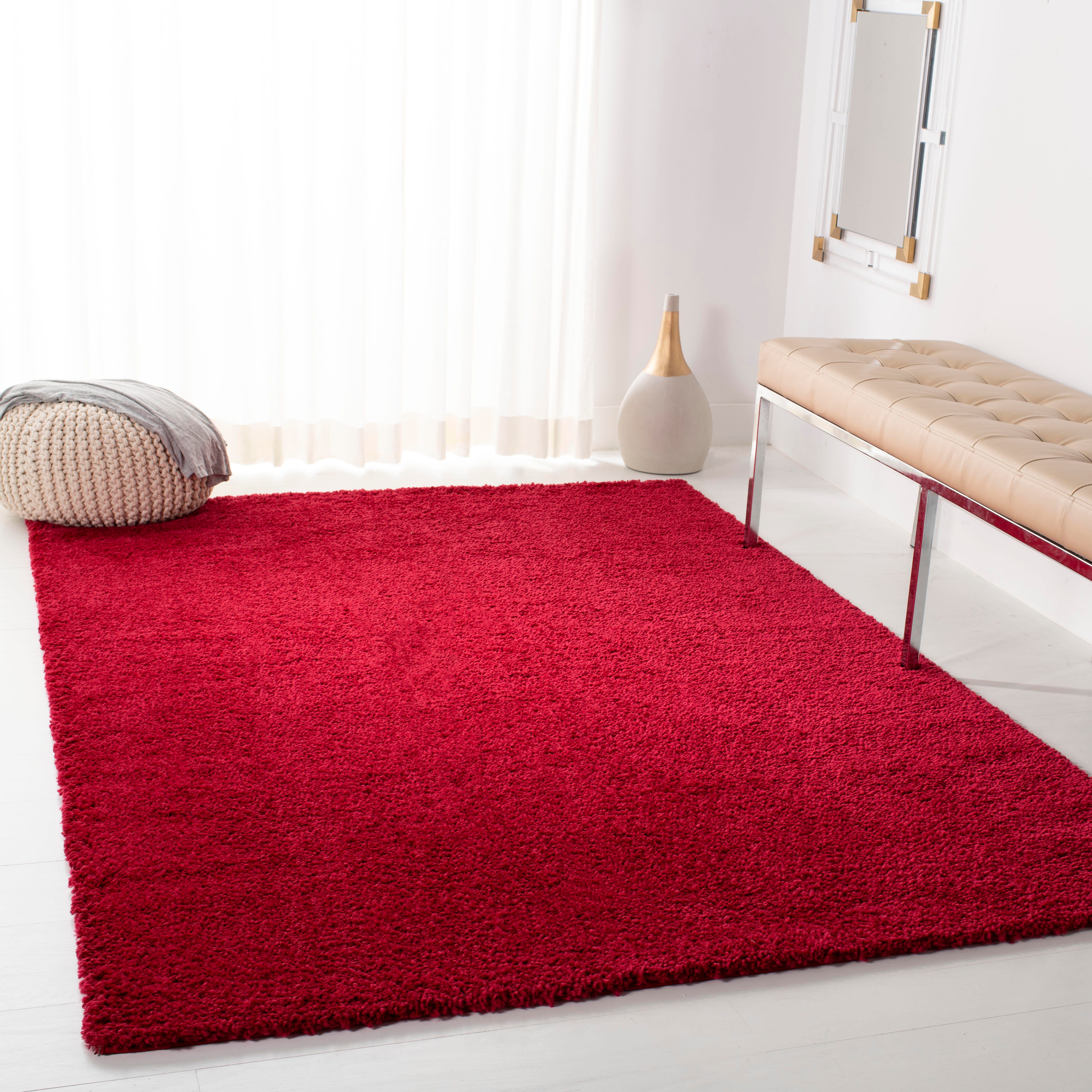 August Shag 5'3" x 7'6" Area Rug, Red, large