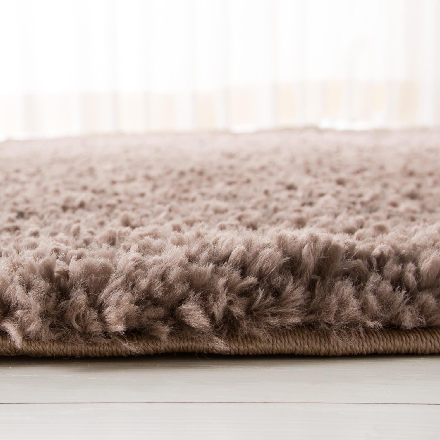August Shag 3' x 3' Round Accent Rug, Taupe, large